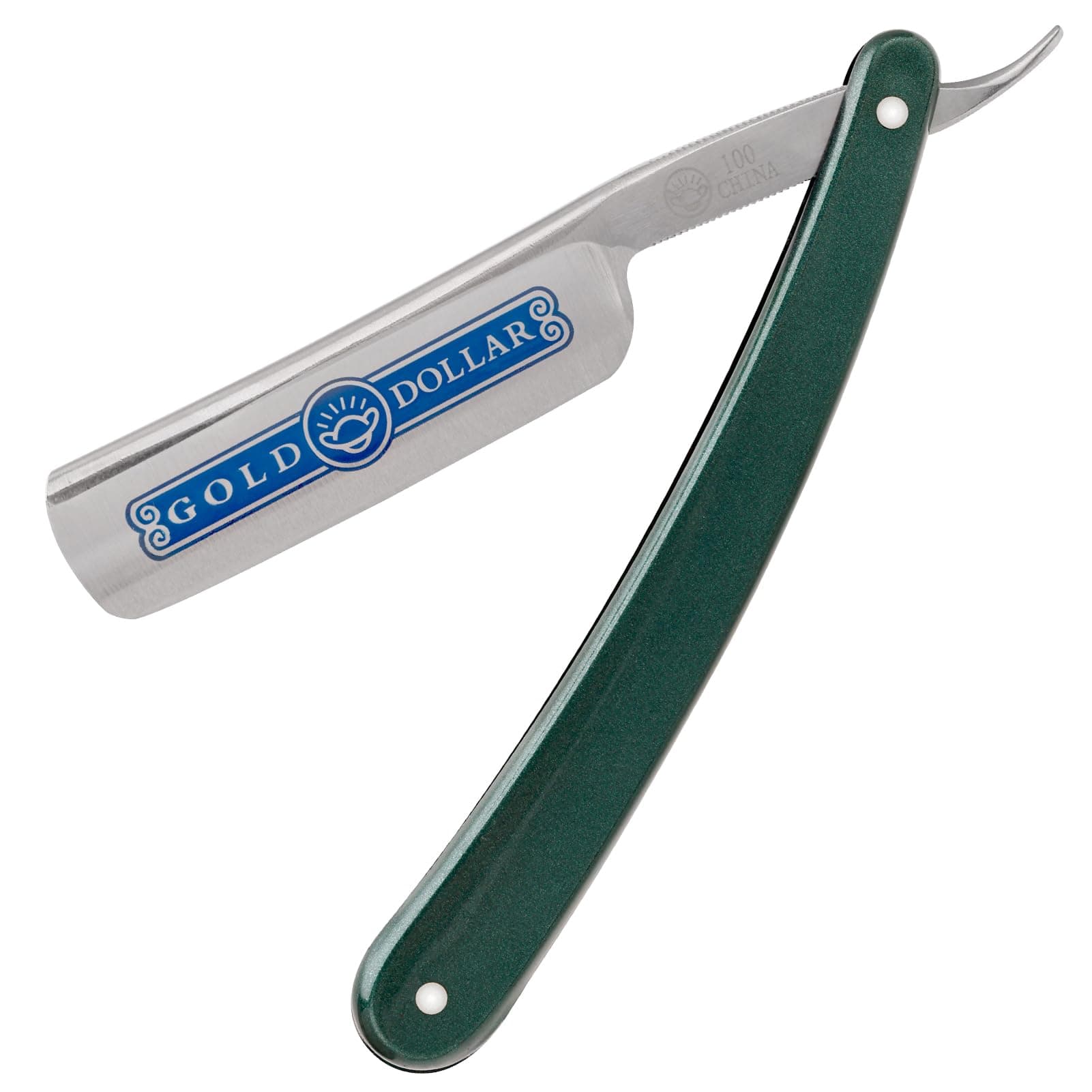 Straight Razor, Straight Edge Razor for Man Stainless Steel Manual Straight Razor, Natural Wood Scale Vintage Razor Barber Razor Men's Straight Shaving Razors (Gold Dollar-100)