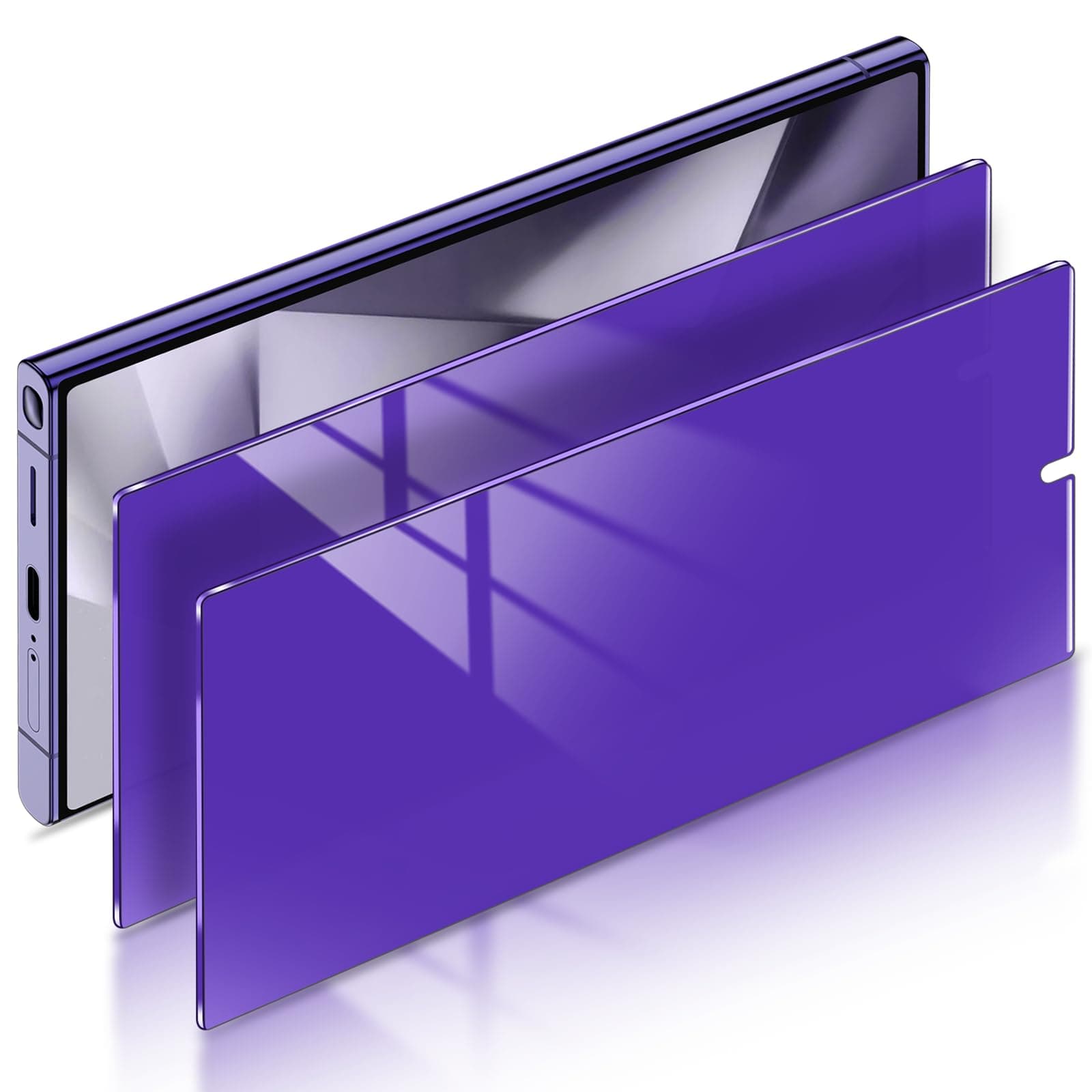 LYWHL 2 Pack for Samsung Galaxy S24 Ultra Privacy Screen Protector [Support Fingerprint Unlock], Purple Gradient Anti Blue Light Anti Spy HD Screen Protector PET Material Film Easy Installation
