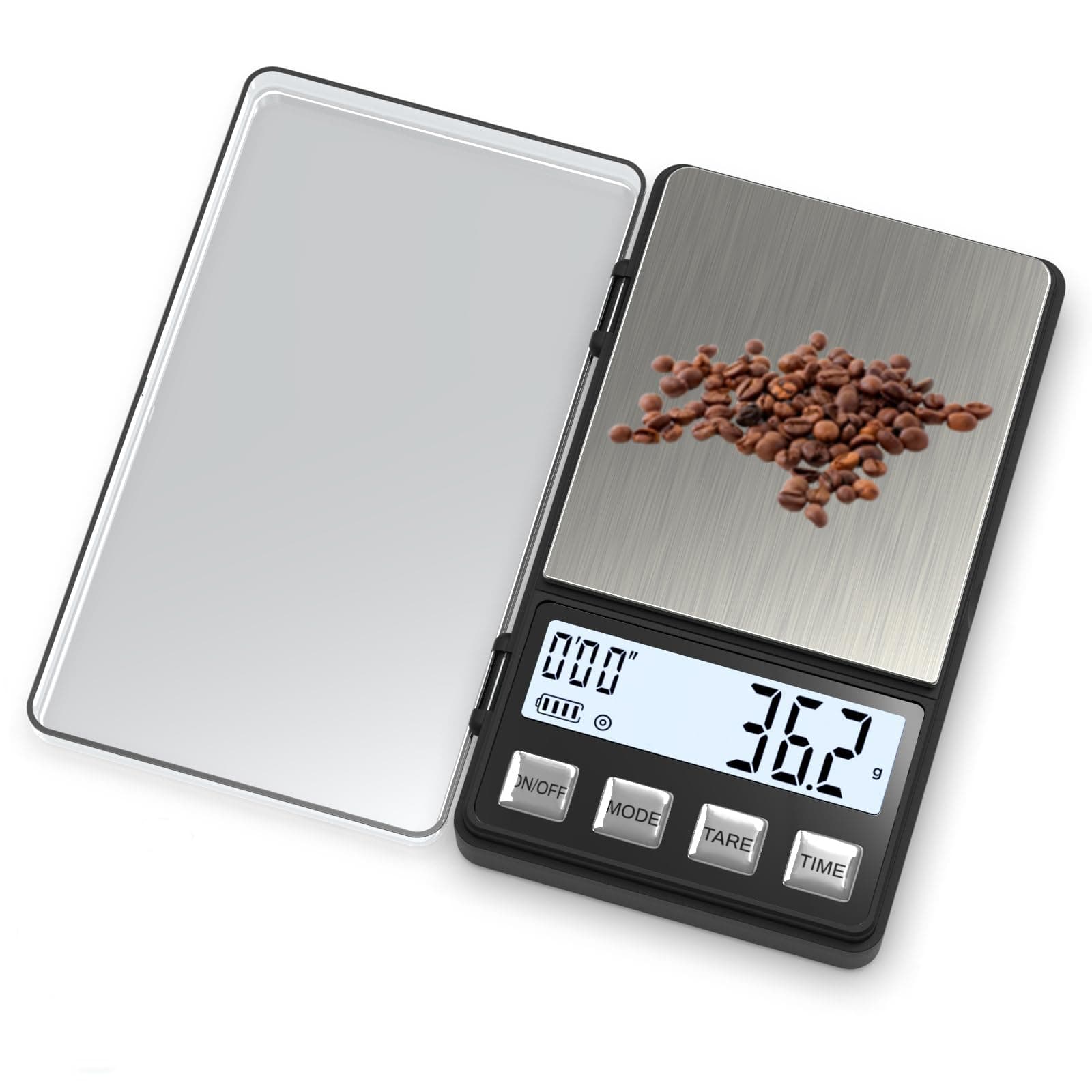 WEIGHTMAN Digital Gram Scale 300 x 0.01g Pocket Scale with 600ml Silicone Bowl Travel Food Scale with LCD Stainless Steels Coffee Scale with Timer for Food Coffee Jewelry Gold Battery Included