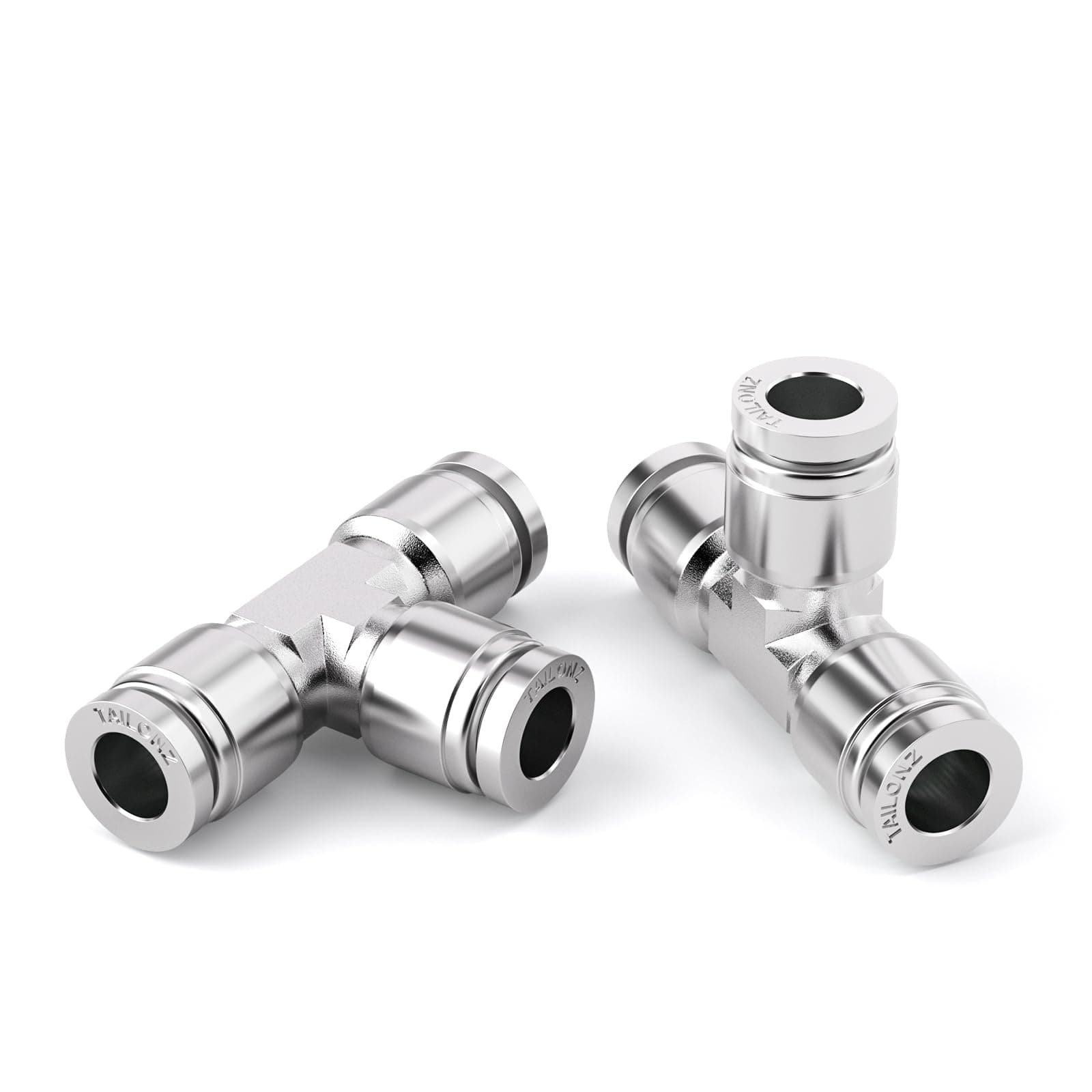 TAILONZ PNEUMATIC 3/8" OD Tee 304 Stainless Steel Push to Connect Fittings 3 Ways Tube Connect Push Fit Push Lock PE-3/8 (Pack of 1)