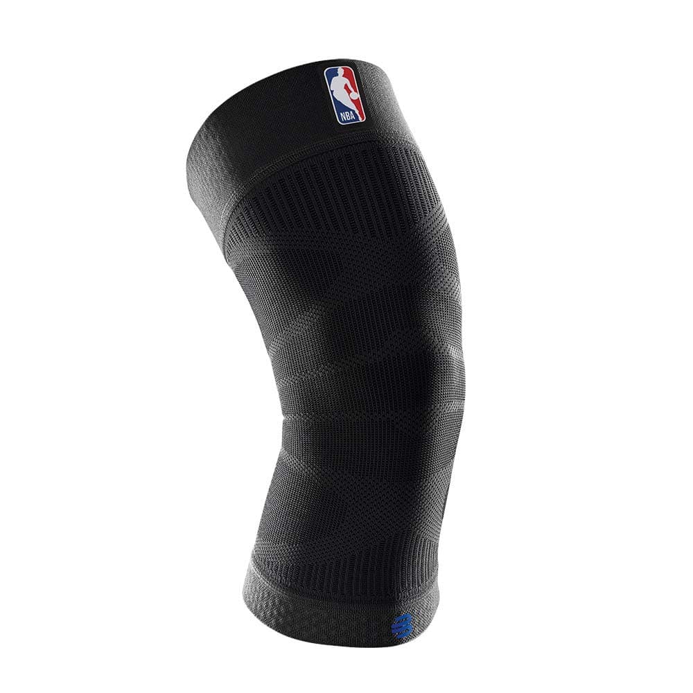 Sports Compression Knee Support NBA - Lightweight Design with Gripping Zones for Basketball Knee Pain Relief & Performance with Team Designs (Black, M)