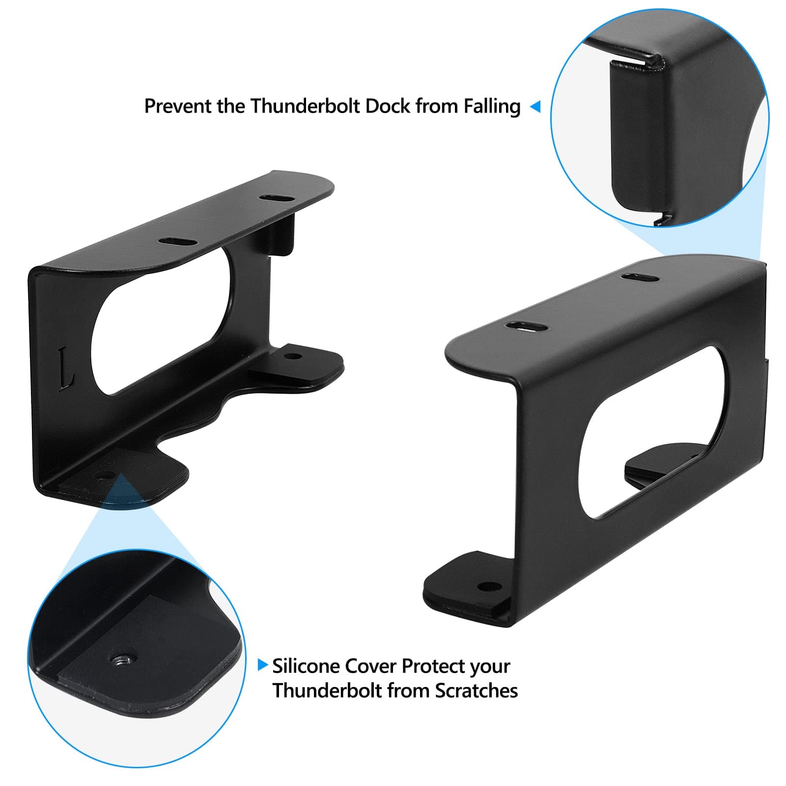 Under Desk Holder for Thunderbolt 4 Dock/Thunderbolt 3 Dock and Power Cable, Under Desk Iron Storage Rack for TS4 / TS3 Plus, No Drill, Easy Install with All Hardware Included