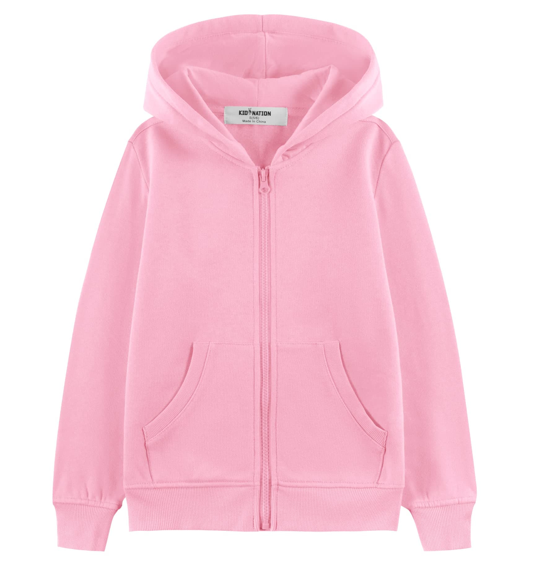 Kid Nation Kids Soft Brushed Fleece Zip-Up Hooded Sweatshirt Hoodie for Boys or Girls 4-12 Years