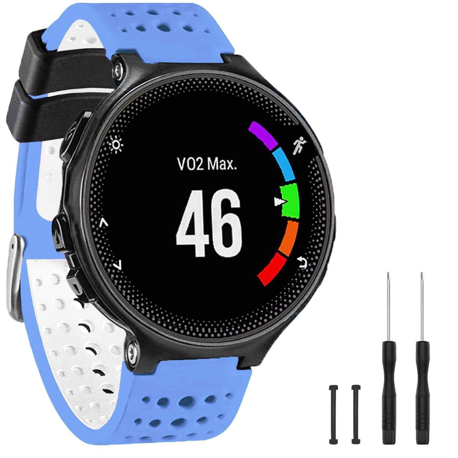 TopPerfekt Band Compatible with Garmin Forerunner 235, Soft Silicone Replacement Watch Band Strap Wristband for 220/230/235/620/630/735XT/235 Lite Smart Watch for Women Men