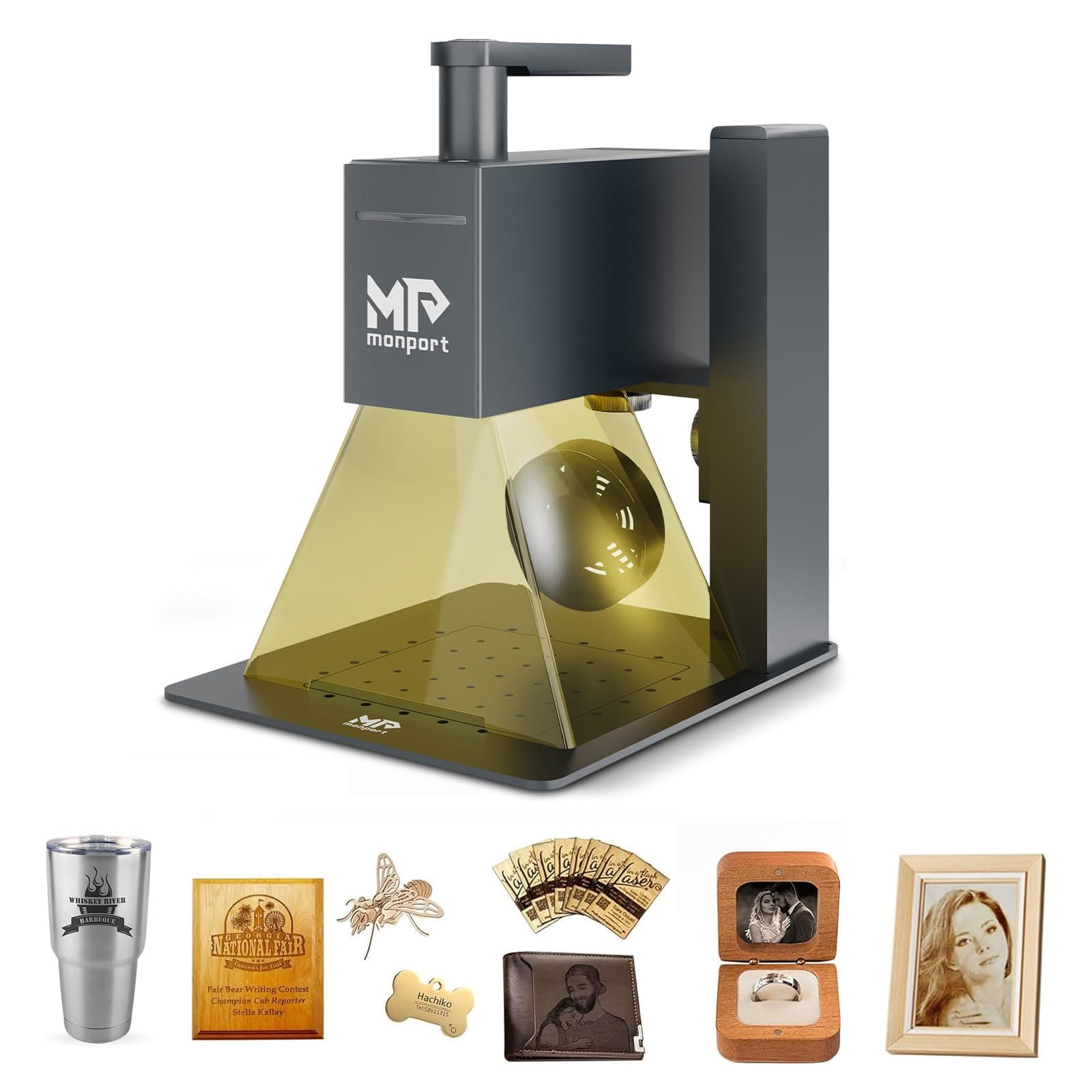 Monport 6W Laser Engraver,Portable Handheld Laser Engraving Machine,0.05mm High Precision 64000mm/min High Speed Laser Marking Machine for Wood,Leather,Cardboard,Kraft,Aluminum,Stainless Steel etc.