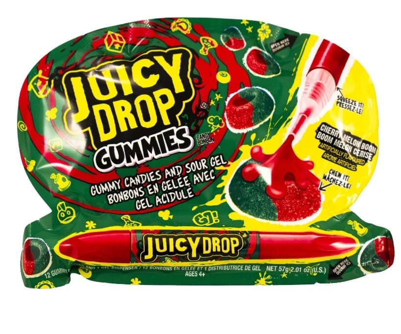 Juicy Drop Gummies Extreme 12 x 57g Delicious Tasty And Twisty Treat Gift Hamper For Birthday,Christmas Sold By Kidzbuzz
