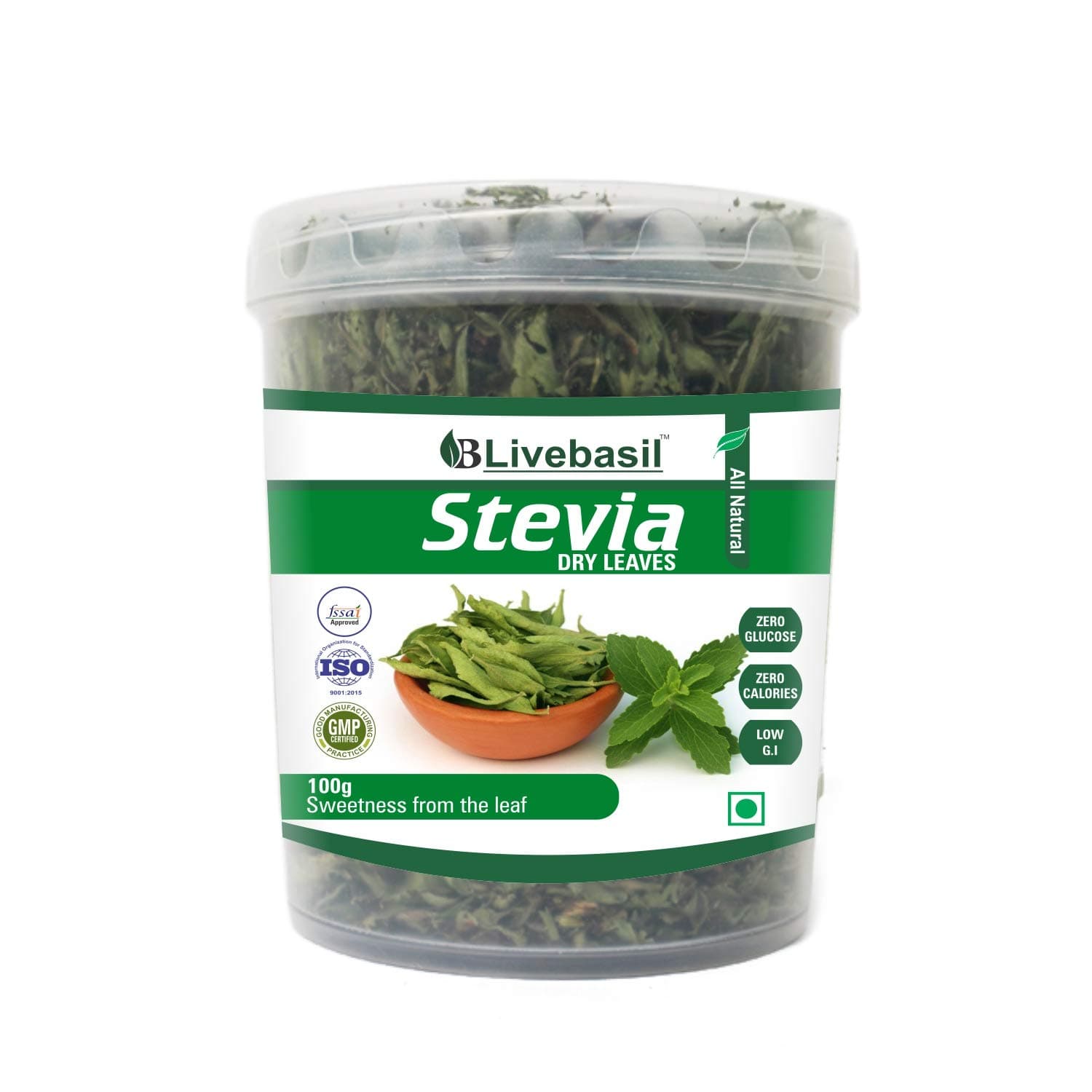 Livebasil Overseas Dried Sugarleaf Sweetleaf Stevea Dry Leaves Sugar free Stevea Leaves Natural Sugar Free Dry Leaves Madhu Tulsi 100 gm