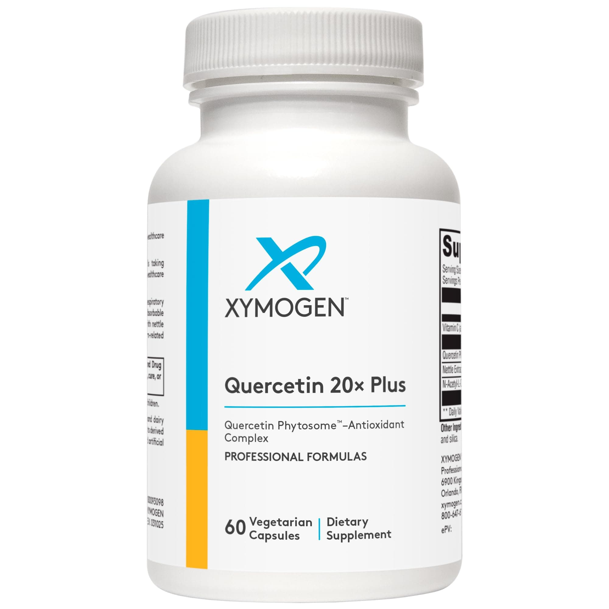 XYMOGEN Quercetin 20× Plus - Quercetin Supplements - Daily Complex with Vitamin C, N-Acetyl-L-Cysteine & Nettles - Formulated for Respiratory Support - Vegan & Gluten-Free (60 Capsules)