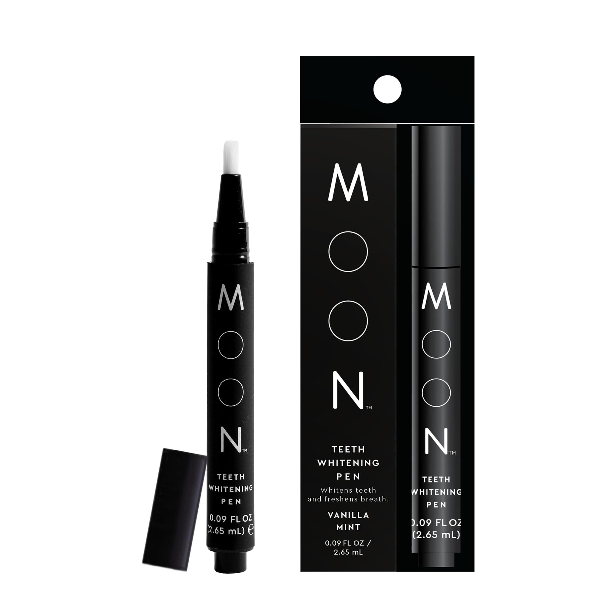 MOON Teeth Whitening Pen, Vanilla Mint, 0.09 Fl Oz, Gentle on Teeth, Whitens with Antioxidants & Essential Oils, Vegan Whitening Gel in an Easy Applicator