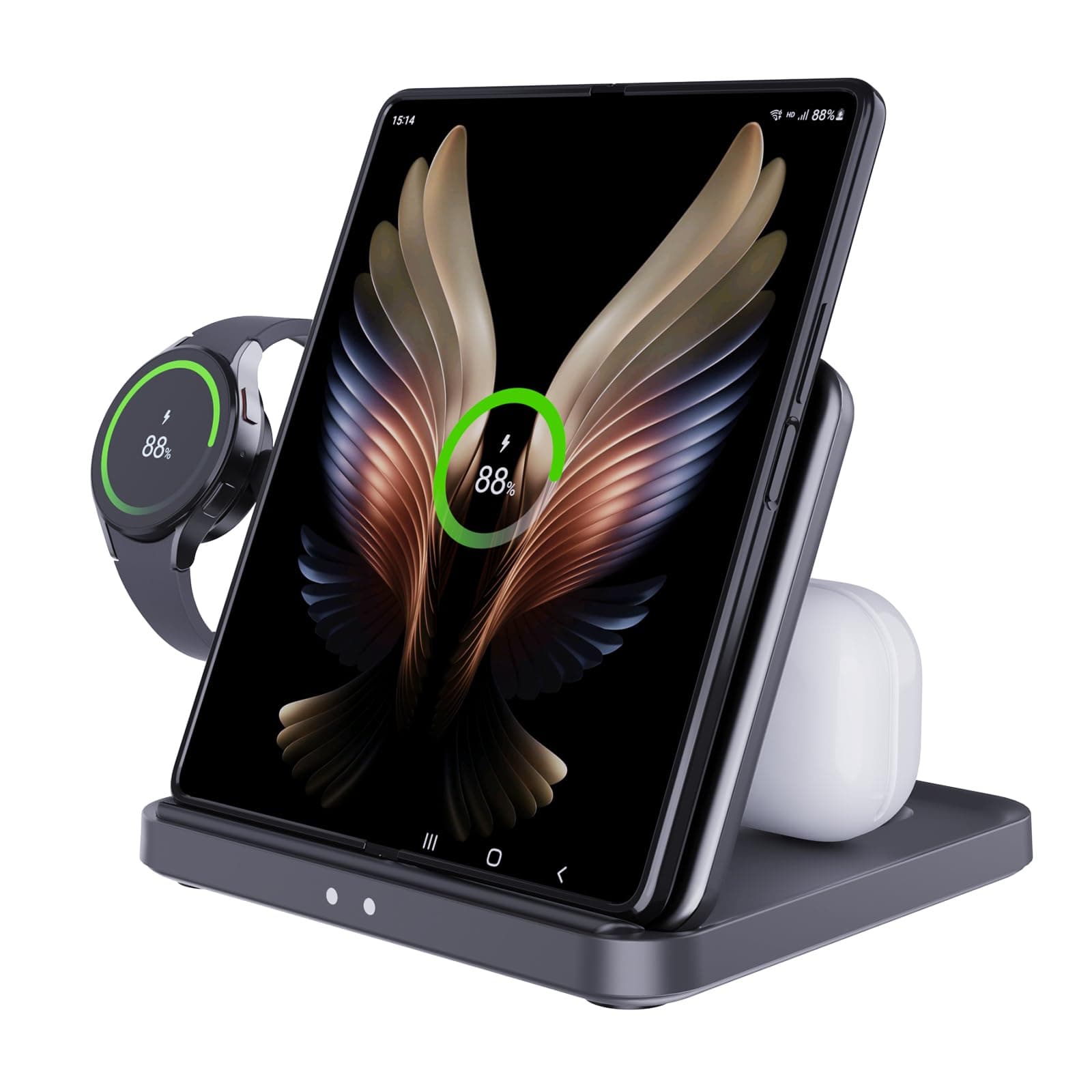for Samsung Z Fold 7/6/5 Wireless Charger Station, 3 in 1 Foldable Fast Charging Stand Dock for Z Fold 4/3, Z Flip 7/6/5/4/, S25/24, Note20/10 Ultra, Watch 6/5/Pro/4/3, Earbuds 3/2/2 Pro/Live
