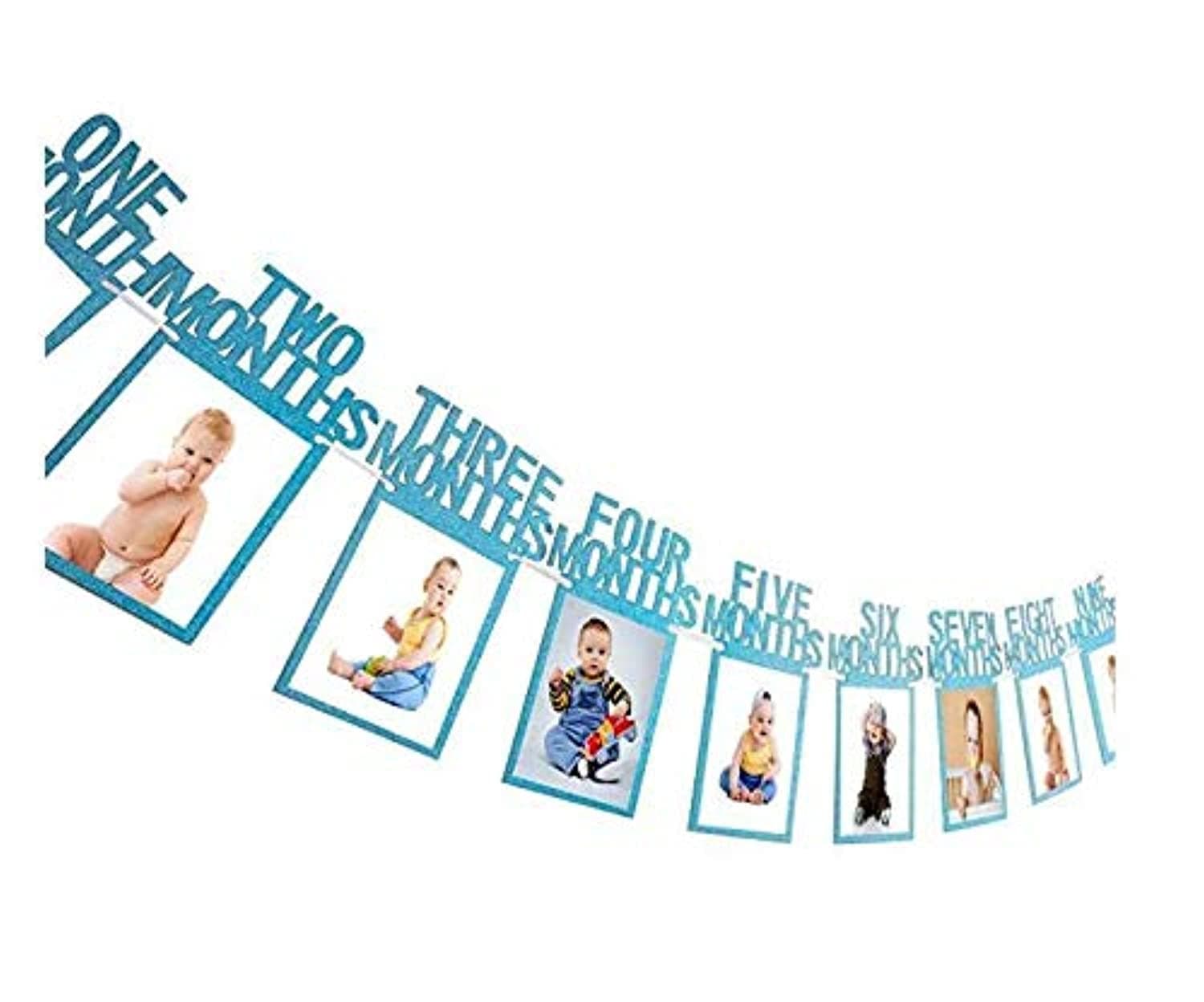 Beauenty 1St Birthday Bunting Garland Baby Photo Banner 1-12 Month Prop Party Decor Thickened Card Paper