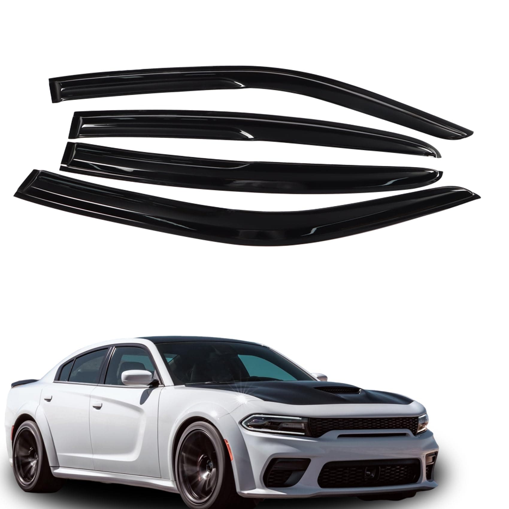 labwork Window Visors Shade Sun Rain Guards Cover Wind Vent Deflector Acrylic Black Replacement for SRT 2011 2012 2013 2014 2015 2016 2017 2018 2019 2020