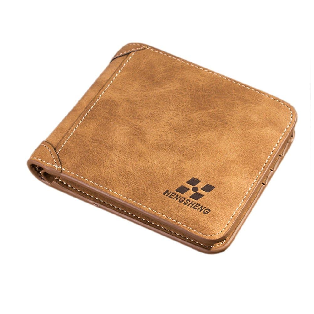 Men's Trifold Suede Design Leather Wallet (Hengsheng Brown)