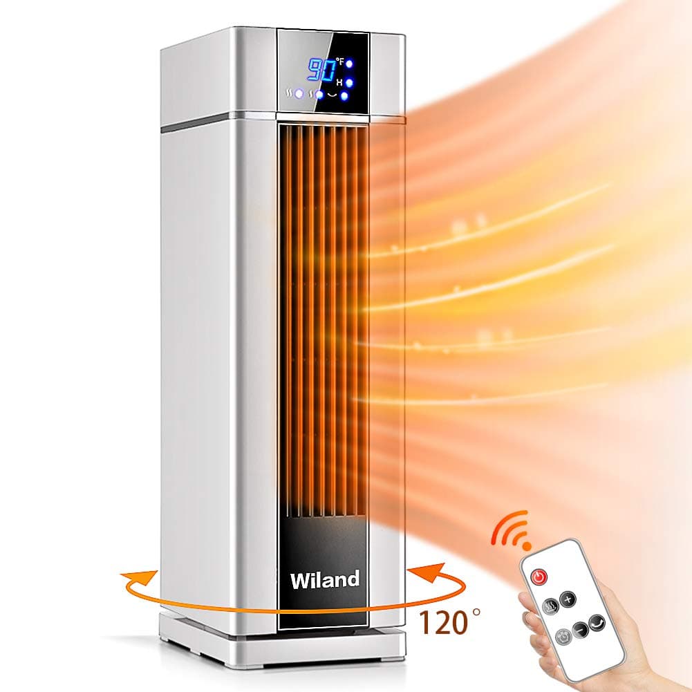 Space Heater With Remote Control,LCD Ceramic Tower Heater 120 °Oscillating 1500W Fast Heating Electric Heater With Thermostat 12H Programmable Timer 3 modes Air Conditioner For Living Room Bathroom