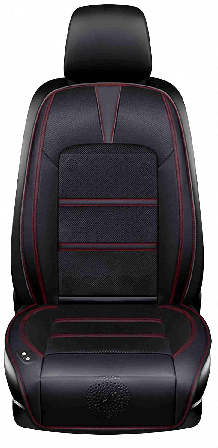 12V/24V Leather, Mesh Automotive Comfortable Air Conditioned Car Seat Cushion Cooling Pad Seat Cover for Summer Cars Trucks SUV , Black , Multi Color