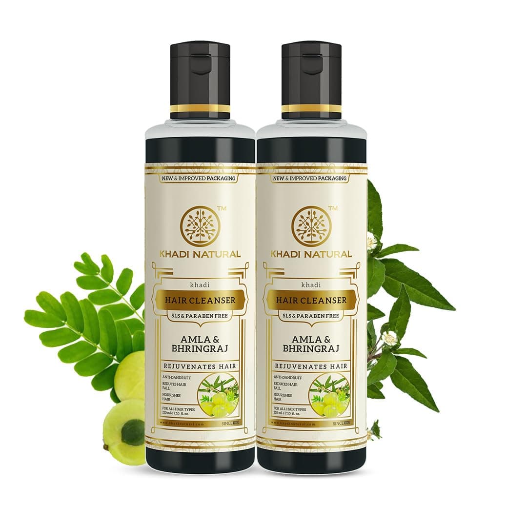 Ayurvedic Amla and Bhringraj Hair Cleanser/Shampoo, SLS and Paraben Free, 210ml (Pack of 2)