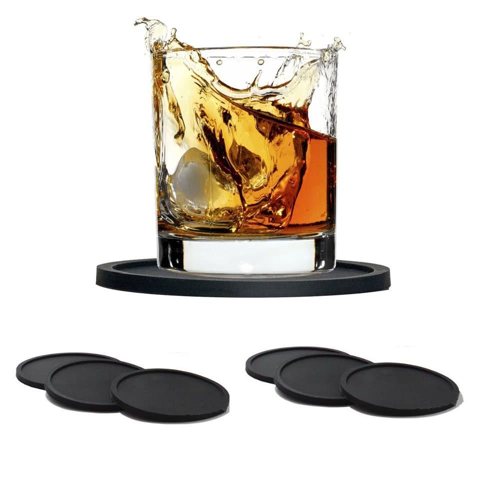 GKONGUSilicone Non-Slip Coasters, 6 Pieces Soft Touch Rubber Coasters Drink Cup Mat Washable Bar Drinking Coasters