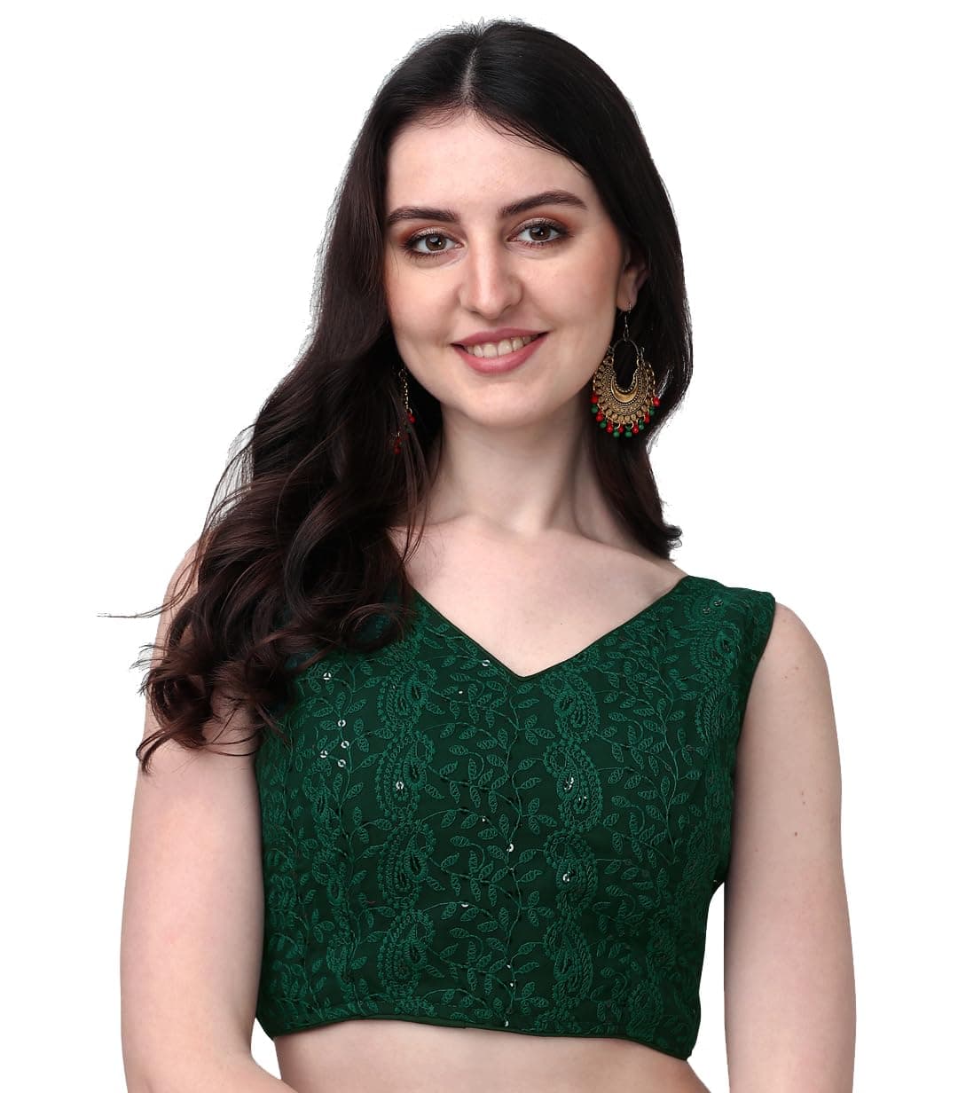 Pujia Mills Women's Georgette Sipali Sequin Work Sleeveless Blouse