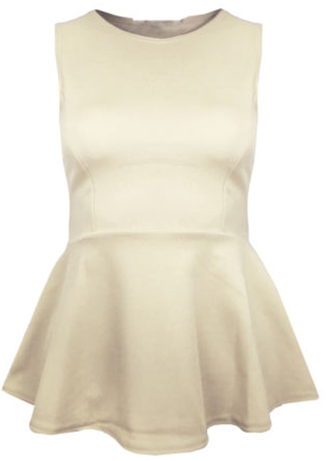 Women's Plus Size Waisted Frill Sleeveless Scuba Peplum Skater Vest Top