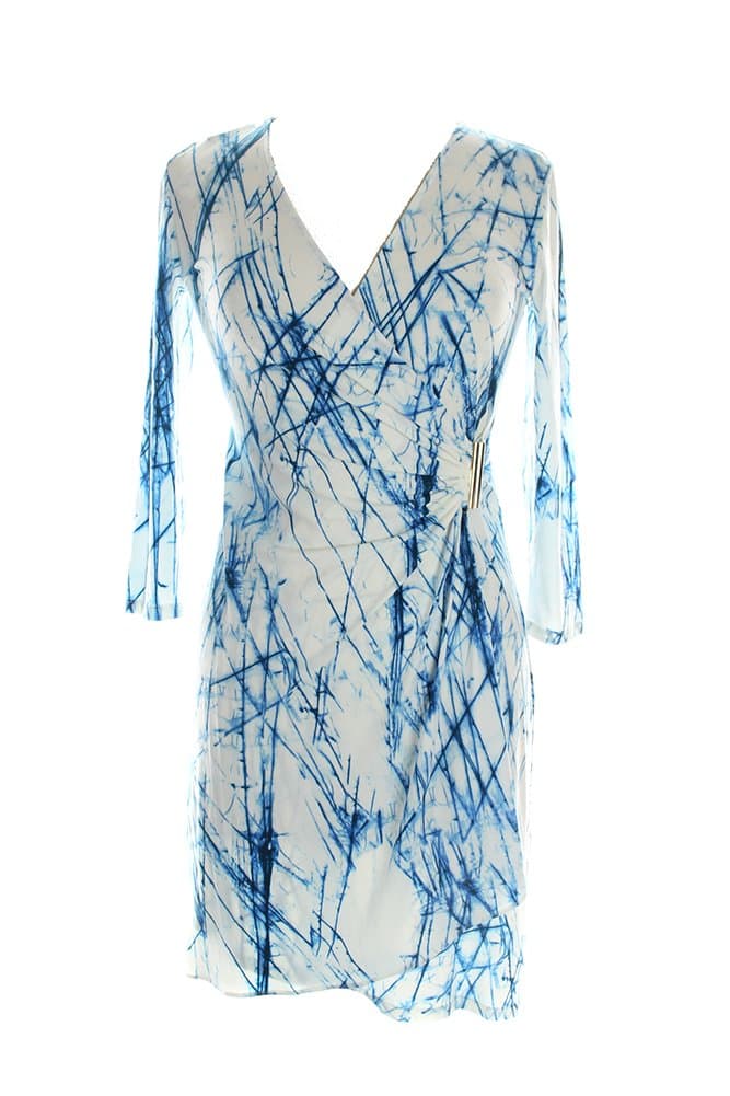 Calvin Klein Women's Print Faux-Wrap Dress with Hardware