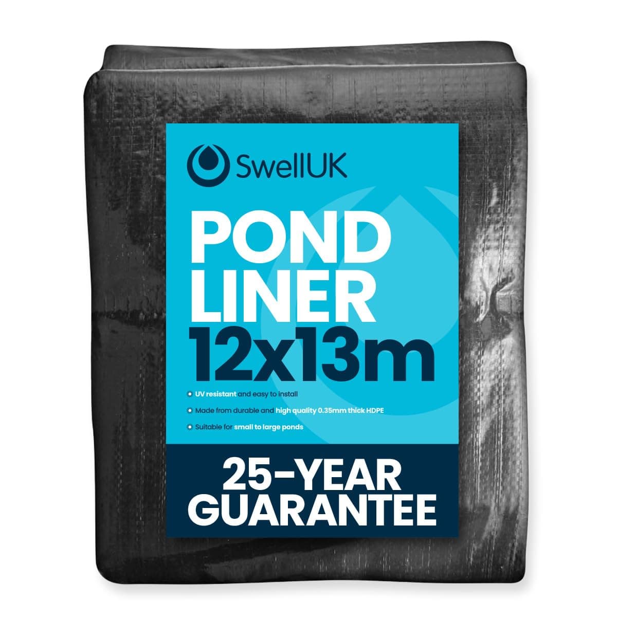 Swell UK 12m x 13m Pond Liner | 25 Year Guarantee | HDPE | UV Resistant | Garden Fish Ponds