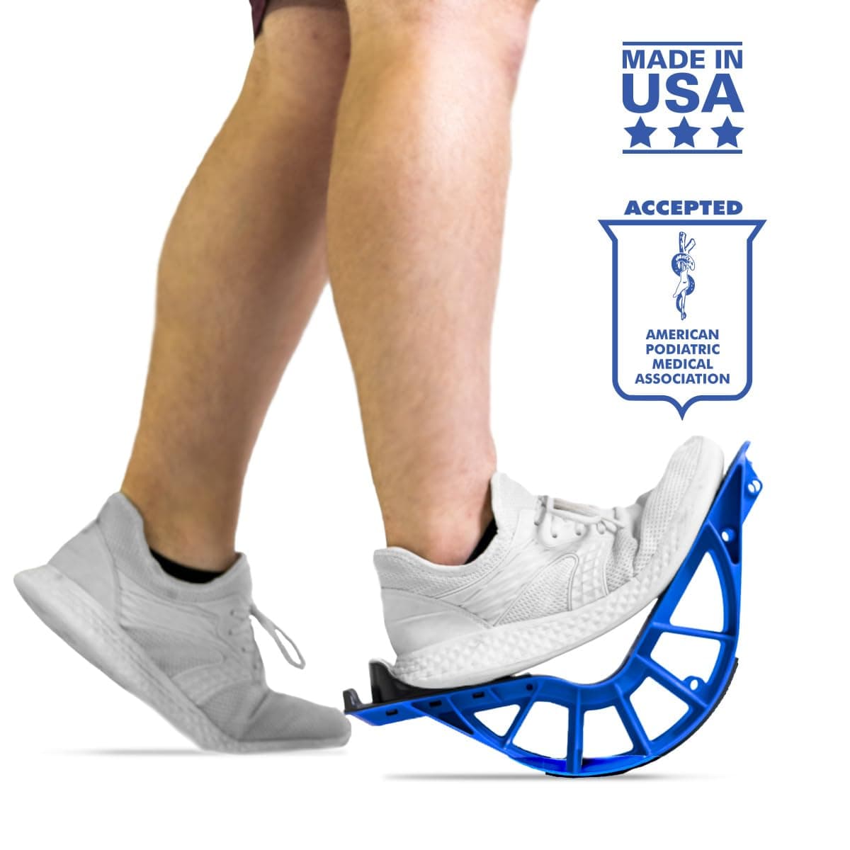 ProStretch Plus Customizable/Adjustable Calf Stretcher and Foot Rocker for Plantar Fasciitis, Achilles Tendonitis, and Tight Calves, Made in USA