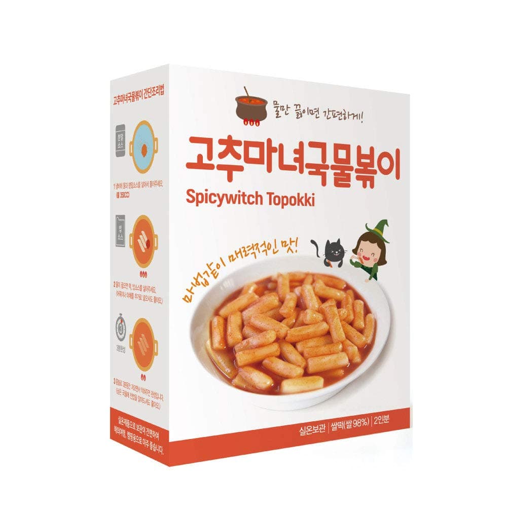 [TheBAB]Spicywitch Topokki-ORIGINAL-4 Boxes All-In-One Topokki Sauce with Rice Cake ,Easy Cook, Instant Spicy Rice Cake , Tteokbokki Rice Cake