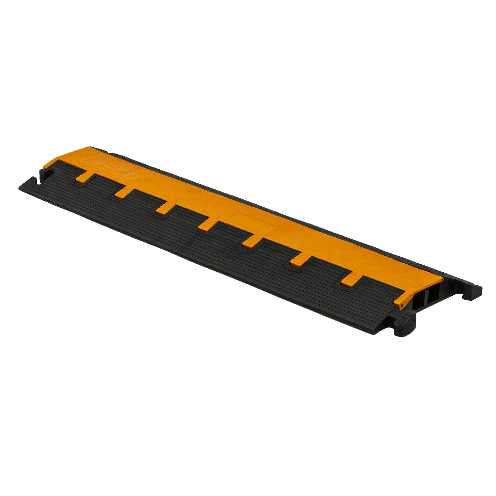 Elasco LG2125 Lite Guard Interlocking Cable Ramp Floor Cord Cover, Drive Over Wire Protector, Light Duty, Dual Channel, 1-1/4" Channels, 12500 lb. Load Capacity, 37.5" x 11.75" x 1.75", Orange/Black