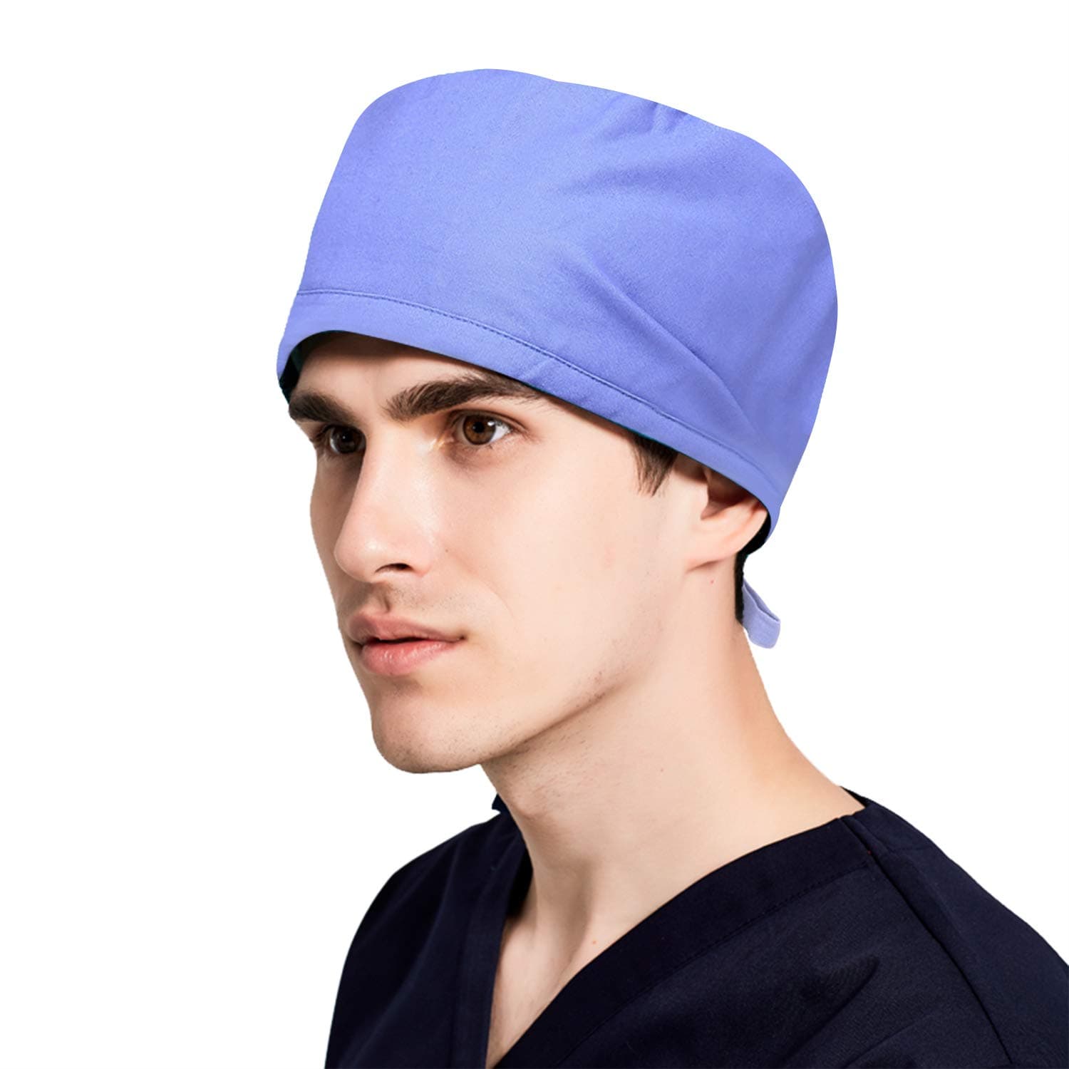 Women Men Scrub Cap with Breathable Sweatband Adjustable Reusable Cotton Pharmacy Caps Anti Dust Chef Cap for Kitchen Cooking Cleaning