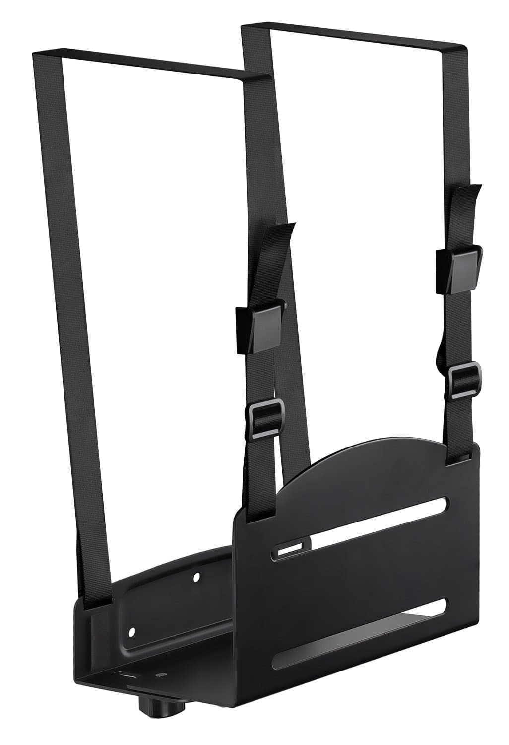 CPU Wall Mount Bracket, Desktop Computer Tower Holder with Safety Straps, Heavy Duty Size Adjustable CPU Case Holder, Steel, Black, 22 Lbs Capacity, Saves Floor and Desk Space
