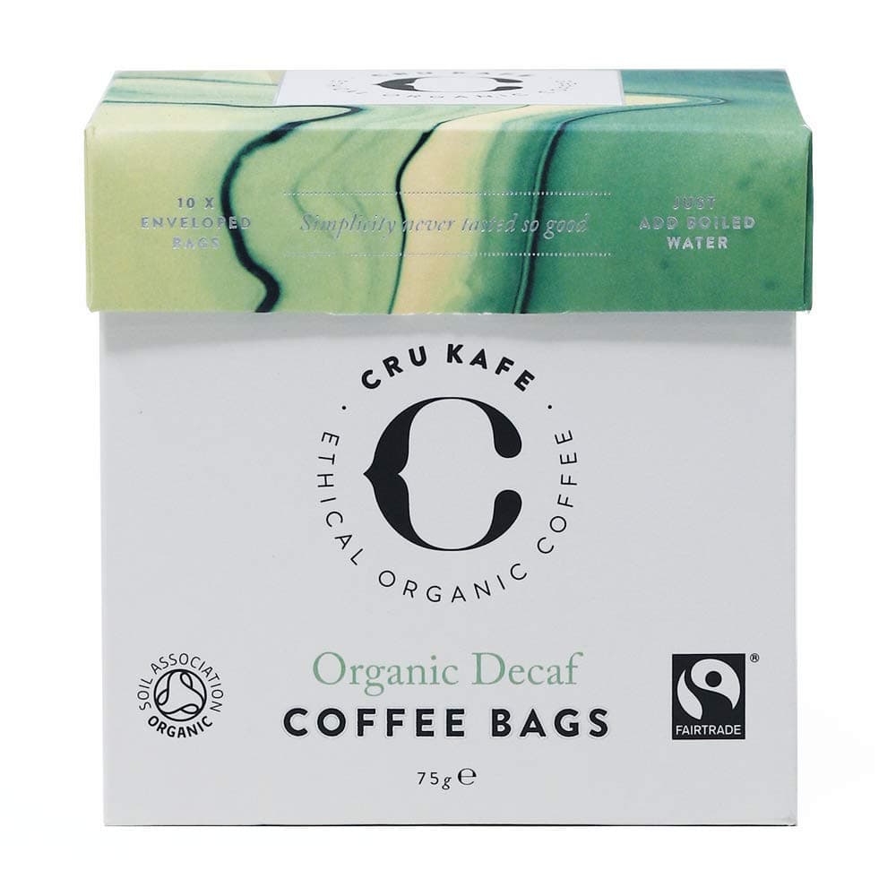 Cru Kafe Decaf Organic Coffee Bags (Pack of 30)Soil AssociationFairtrade InternationalSoil AssociationFairtrade InternationalFairtrade InternationalSoil AssociationFairtrade International