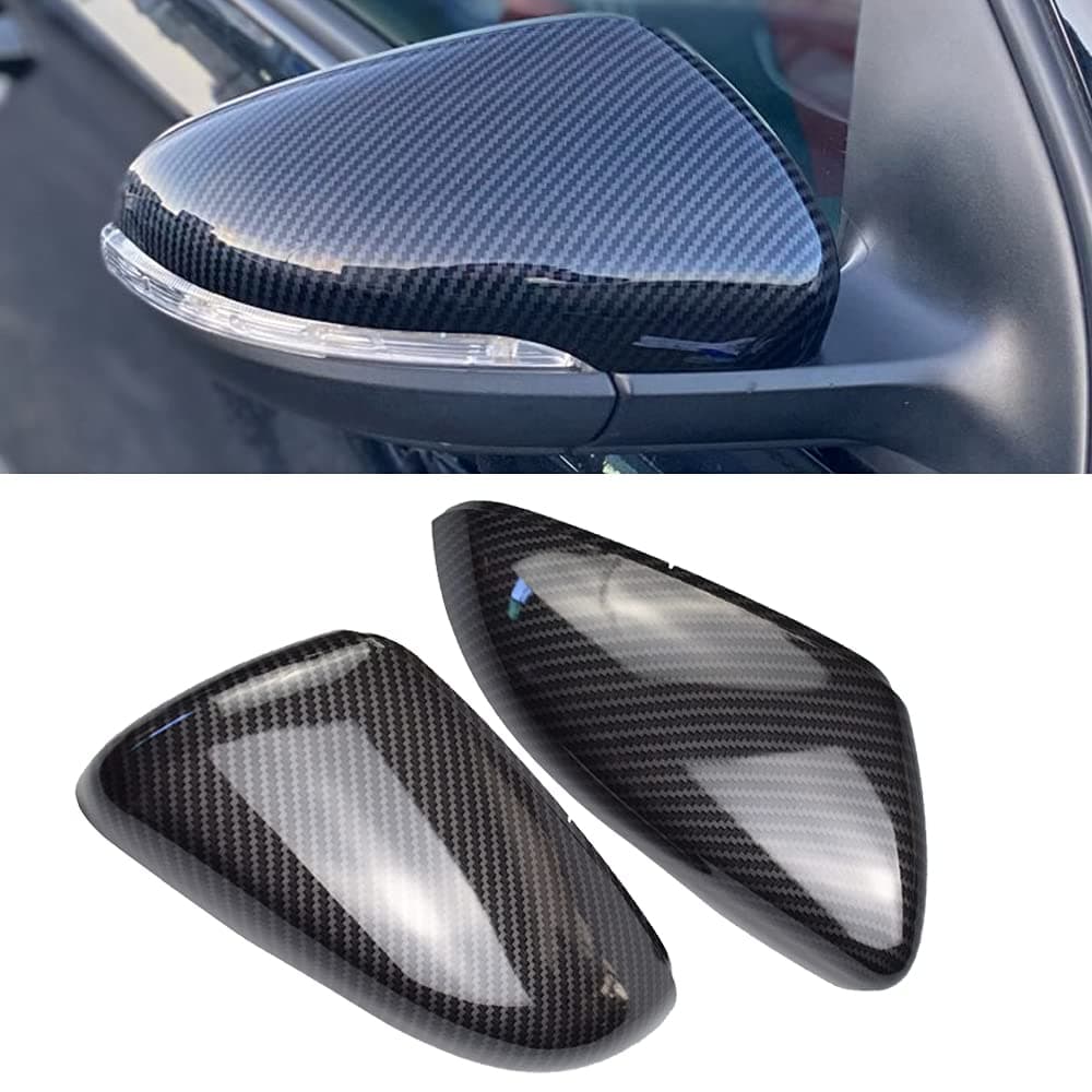 Rearview Mirror Cover Left Right Side Mirror Covers Caps Compatible with VW Golf 6 GTI MK6 2009-2014 Door Wing Mirrors case tools Trim Holder(Carbon Fiber)