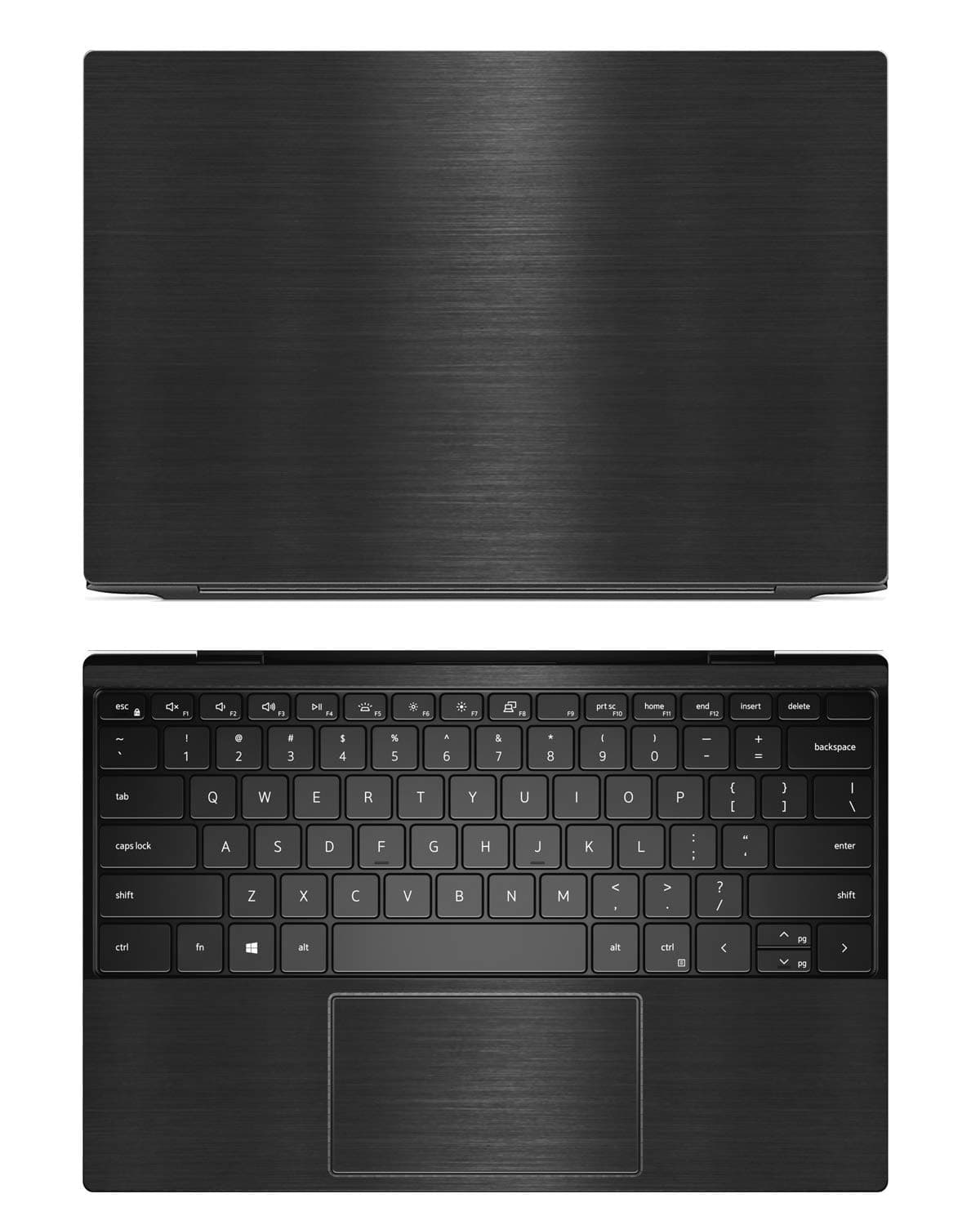 Decalrus - Protective Decal for Dell XPS 13 9300/9310 (13.4" Screen) Laptop Black Texture Brushed Aluminum Skin case Cover wrap BAdellXPS13_9300Back