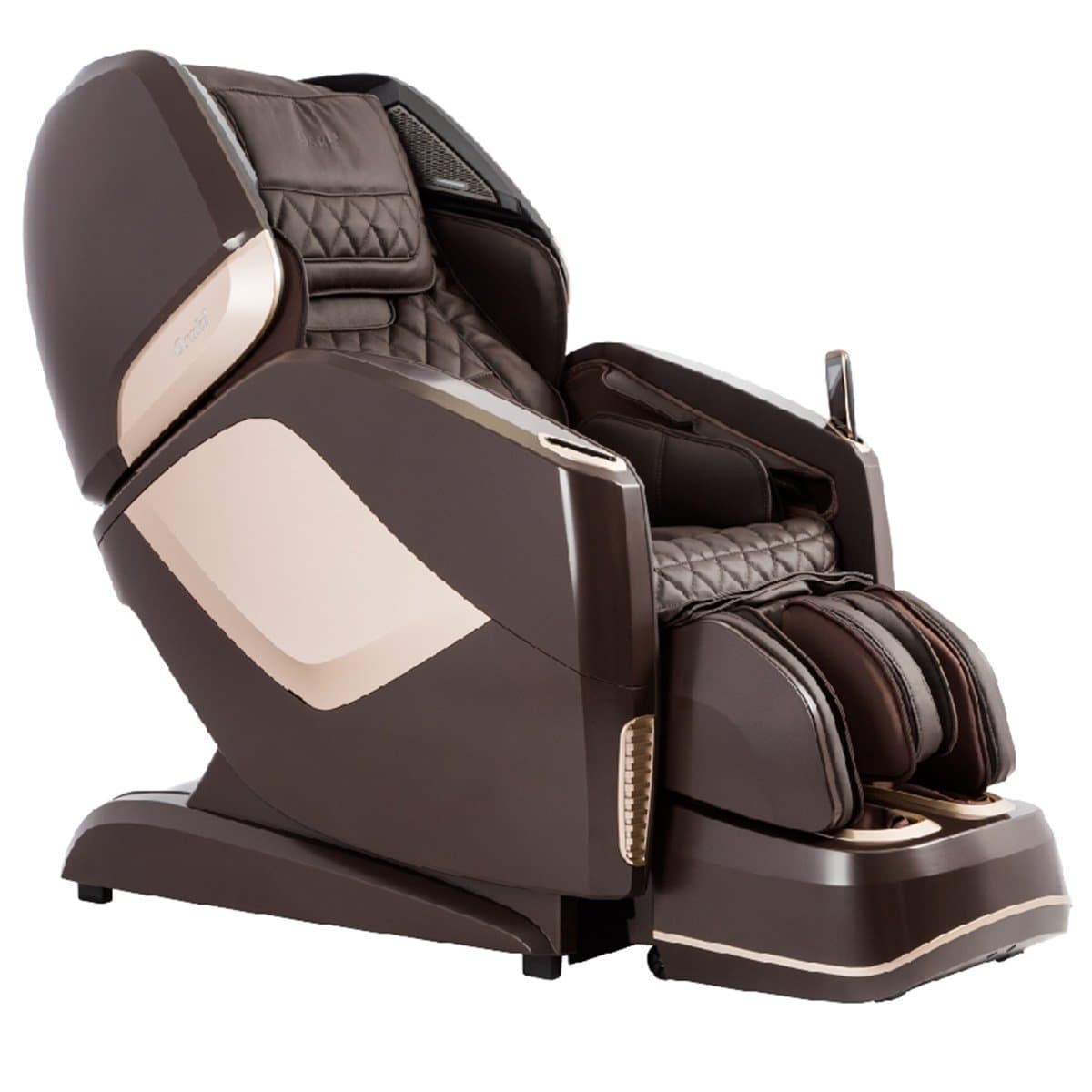 OS-4D Pro Maestro LE Brown SL-Track Massage Chair with Foot Roller, Zero Gravity, Space Saving Design, Beige