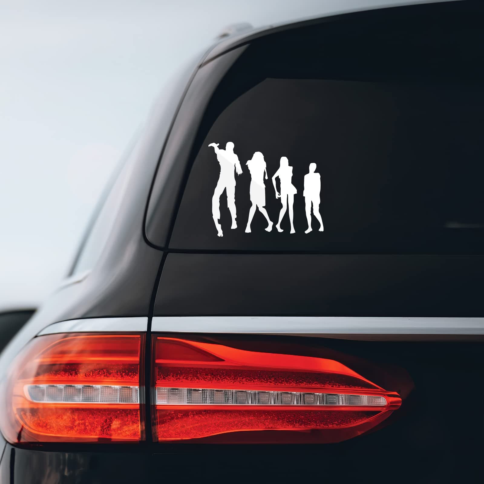 Zombie Silhouette Family Sticker Decal Notebook Car Laptop 5" x 6" (White)