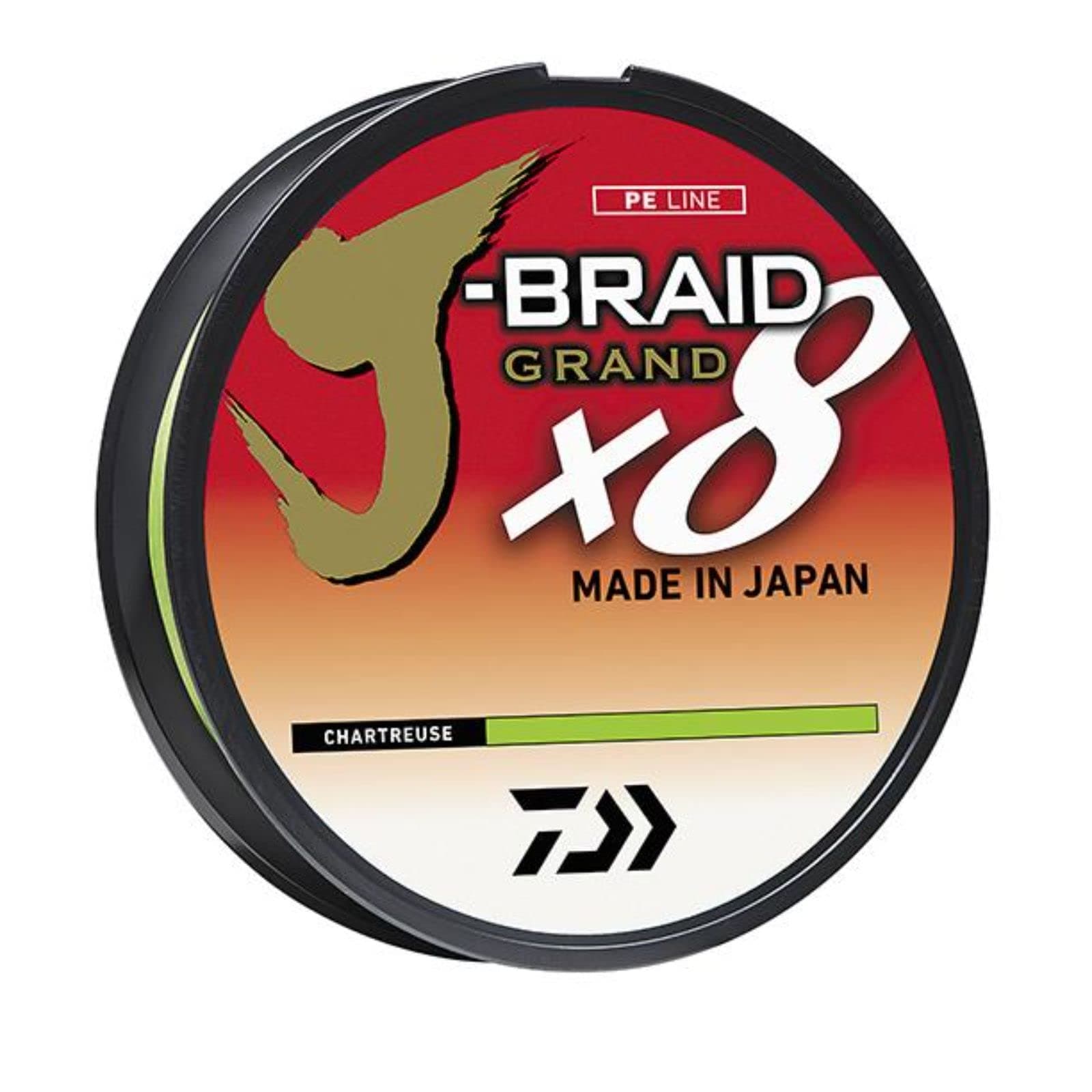 DaiwaJ-Braid Grand X8, Filler Spool, Chartreuse, Mono Dia.= 12lb.
