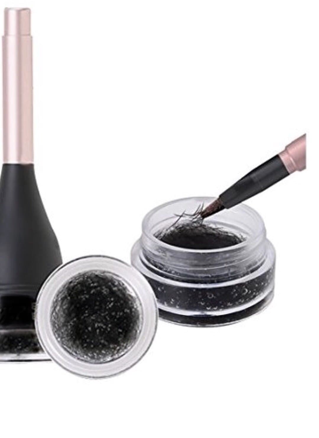 eyebrow extension gel with hairs, fiber & glue in a jar