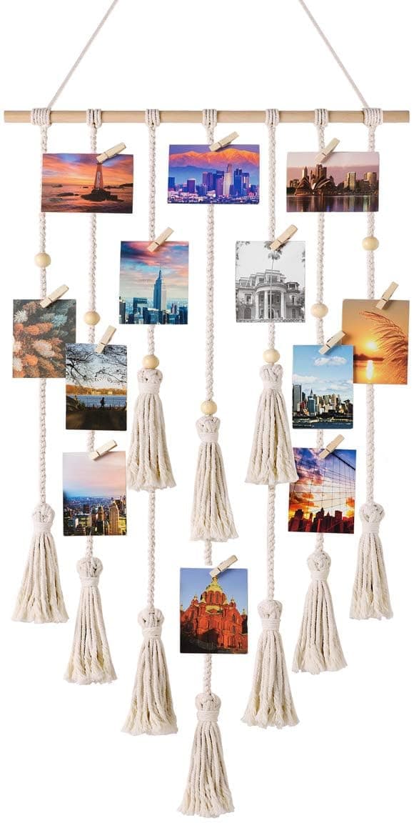 KASTWAVE Beige Hanging Photo Display Wall Art - for Birthday Parties, Bedrooms & Dorms, Ideal for Photos, Prints & Artwork Showcase