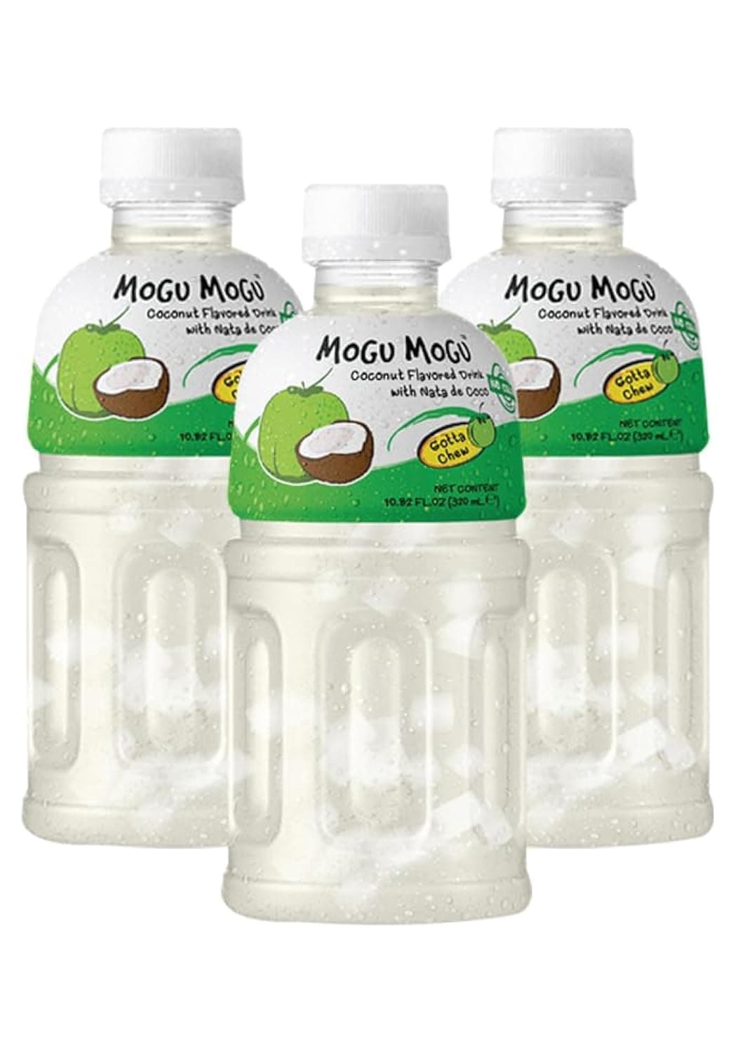 Mogu Mogu Coconut Juice with 25% NATA De Coco (coconut jelly) | Energy Booster | Full of Fruit Fibres | No Added Preservatives and Colours |Juice Bottles Made for Adults and Kids-320ml - (Pack of 3).