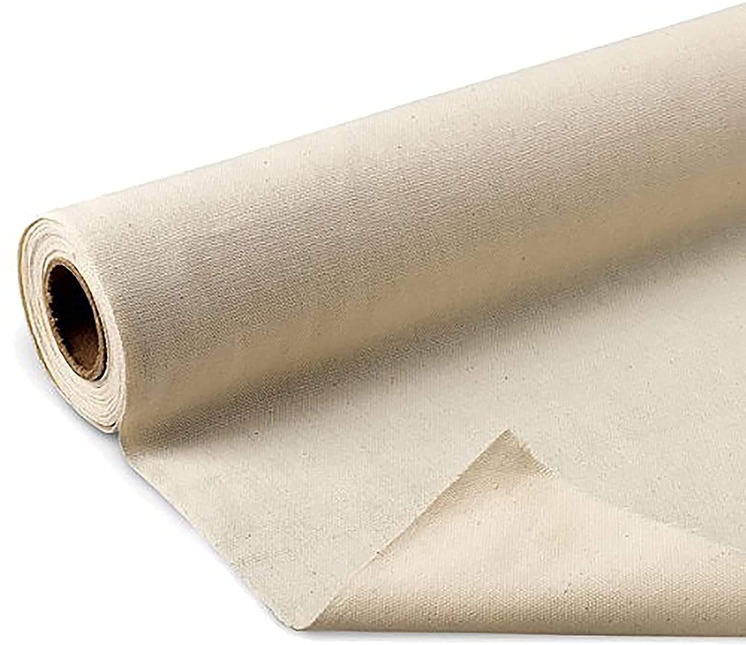 60" Wide Cotton Duck Canvas Fabric Cloth, 10 oz, Natural Color - 5 Meters