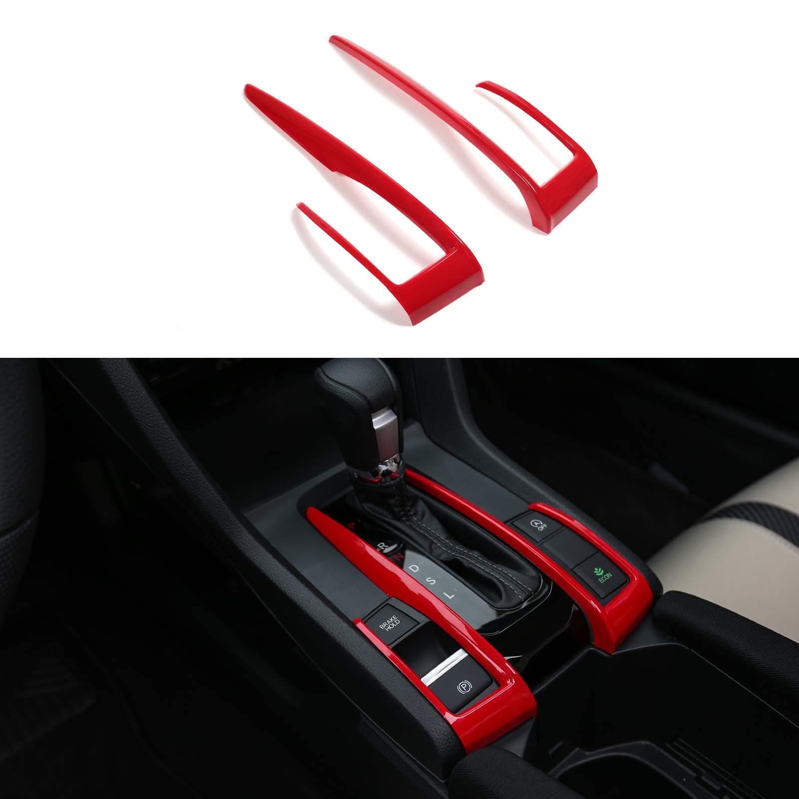 Thenice for 10th Gen Civic Gear Box Trims CVT Automatic Transmission Shift Boots Panel Stickers for Honda Civic Sedan Hatchback Coupe 2021 2020 2019 2018 2017 2016 -Red