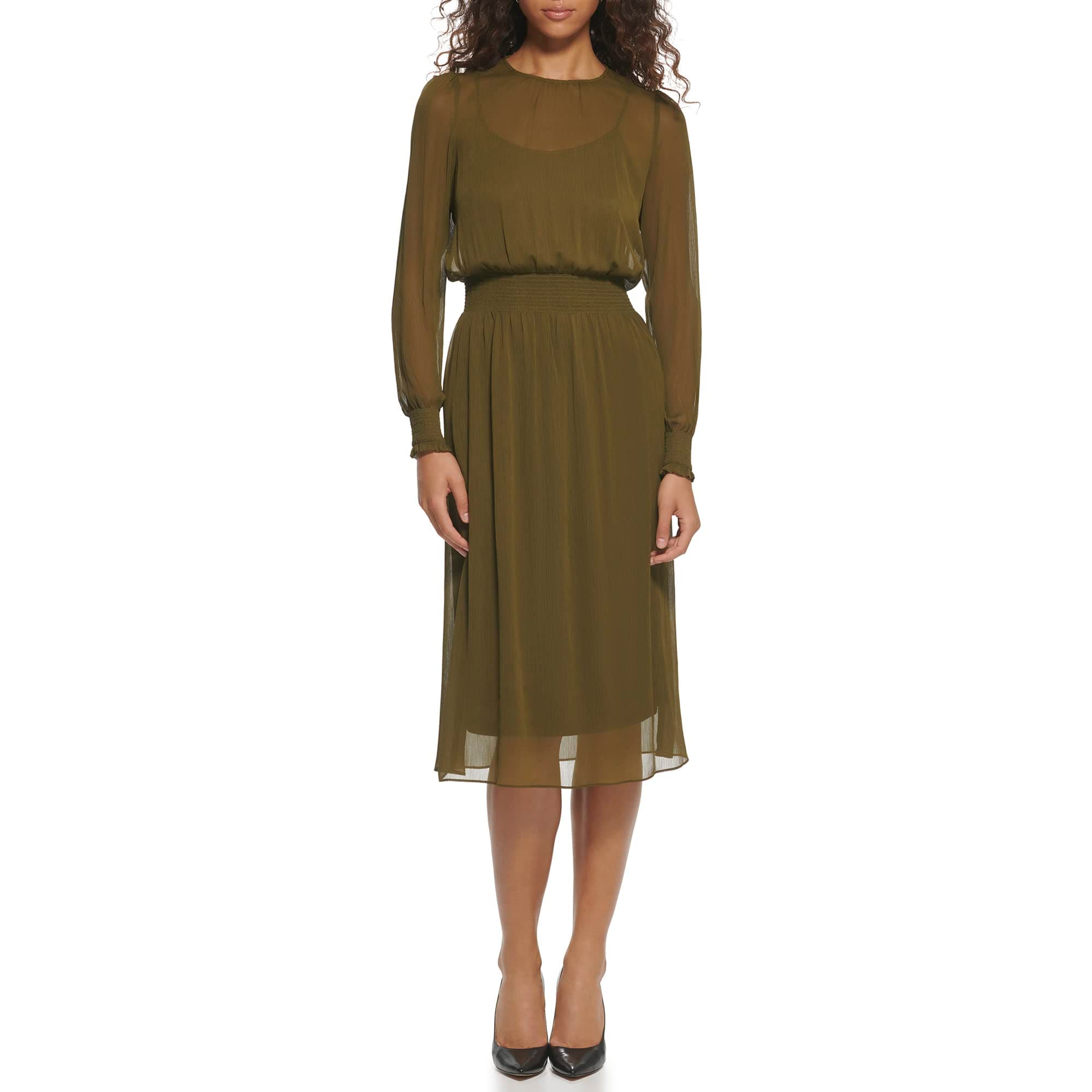Womens Sintched Waist Midi Dress