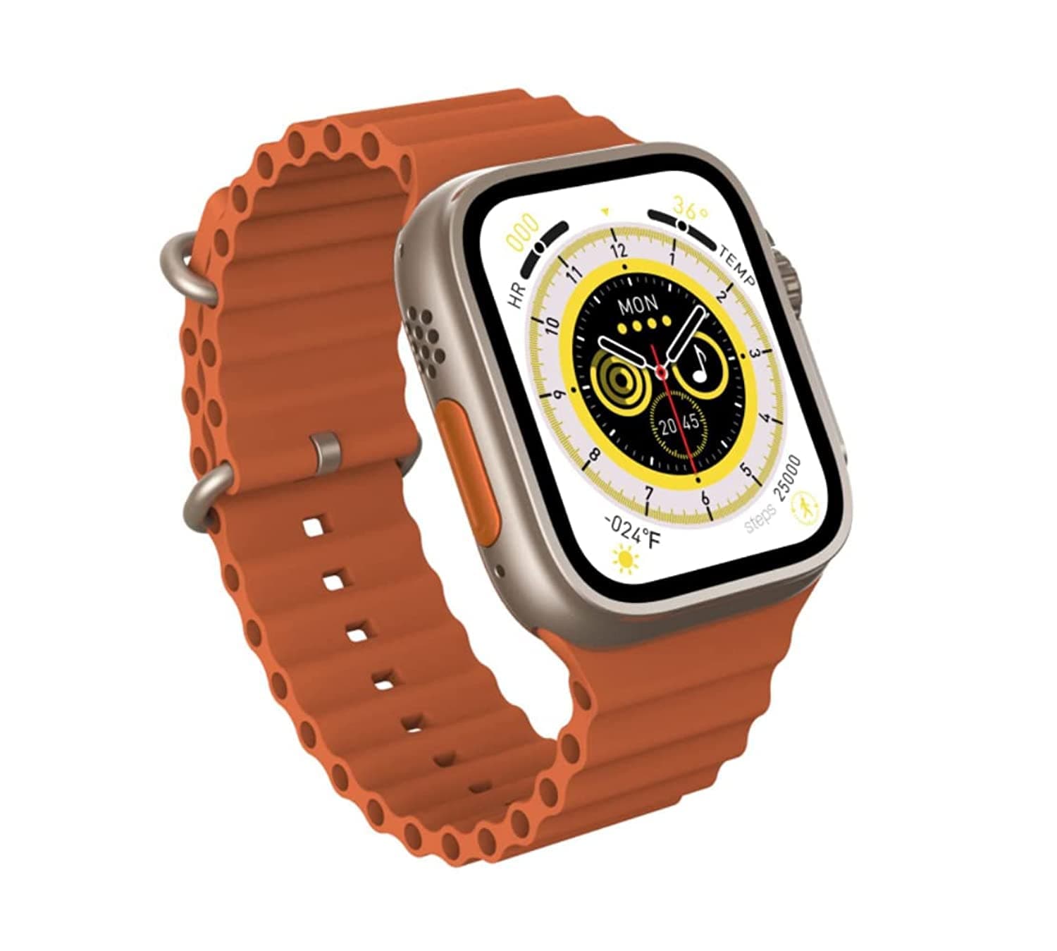 Smart watch 2023 Ultra NFC 3 Button HD 2.1inch Big Screen Wireless Charging Touchscreen Multifunction Tracker With GPS Heart Rate Blood Oxygen Monitor (Orange), Bluetooth