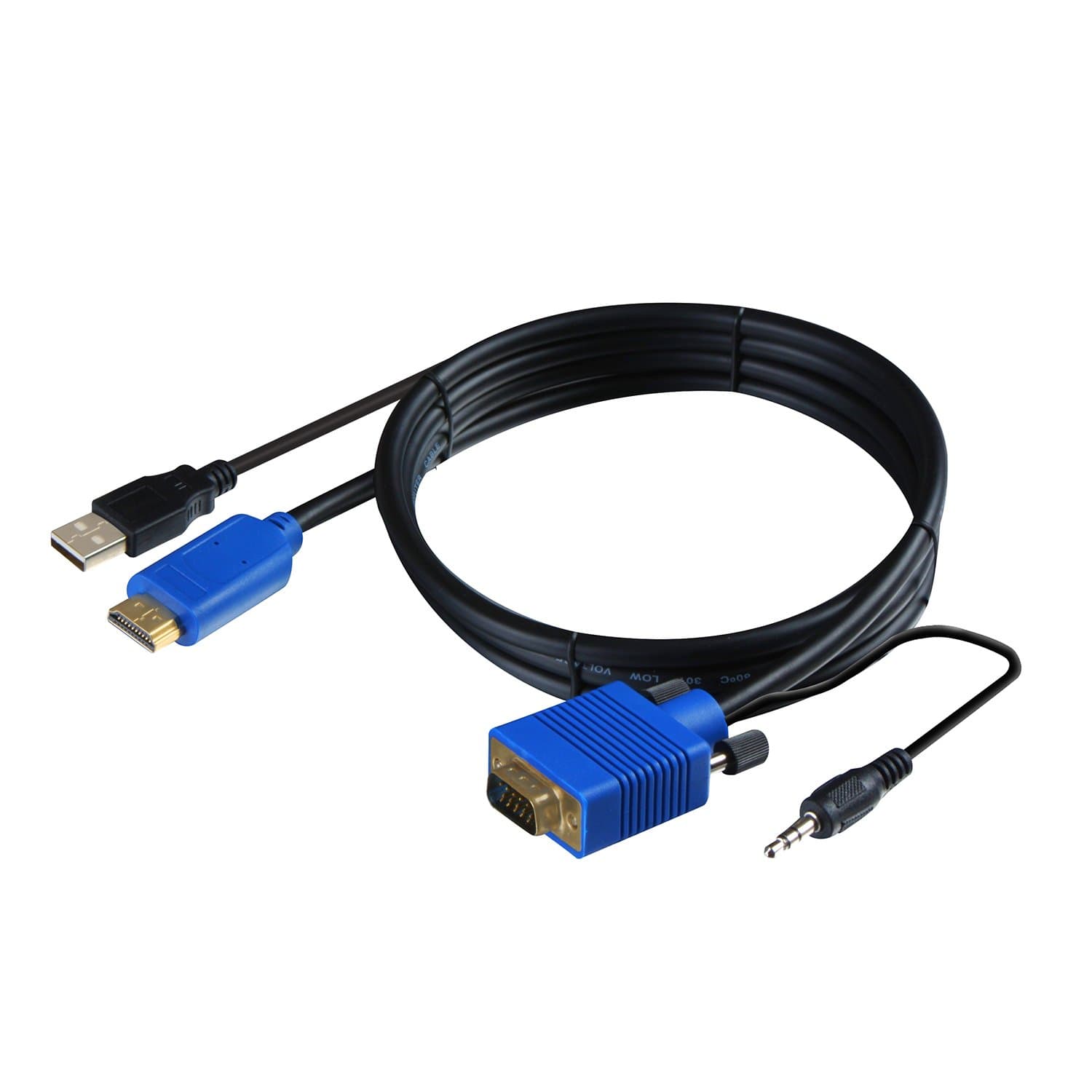 XXONE HDMI to VGA Cable Adapter with Audio Cord and USB, 1080P HD 10ft/3m HDMI Male to VGA Male Converter Cord Support Apple Mackbook Sony PS2 PS3 PS4 Xbox Notebook PC DVD Player Laptop TV Etc