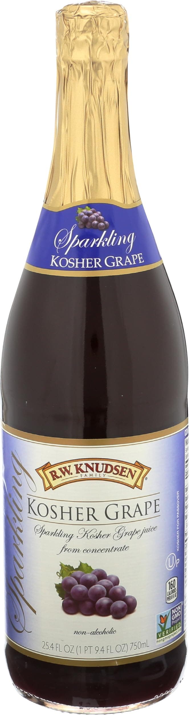 R.W. Knudsen Sparkling Kosher Grape Juice, 25.4 Ounces, Non-Alcoholic Juice Beverage
