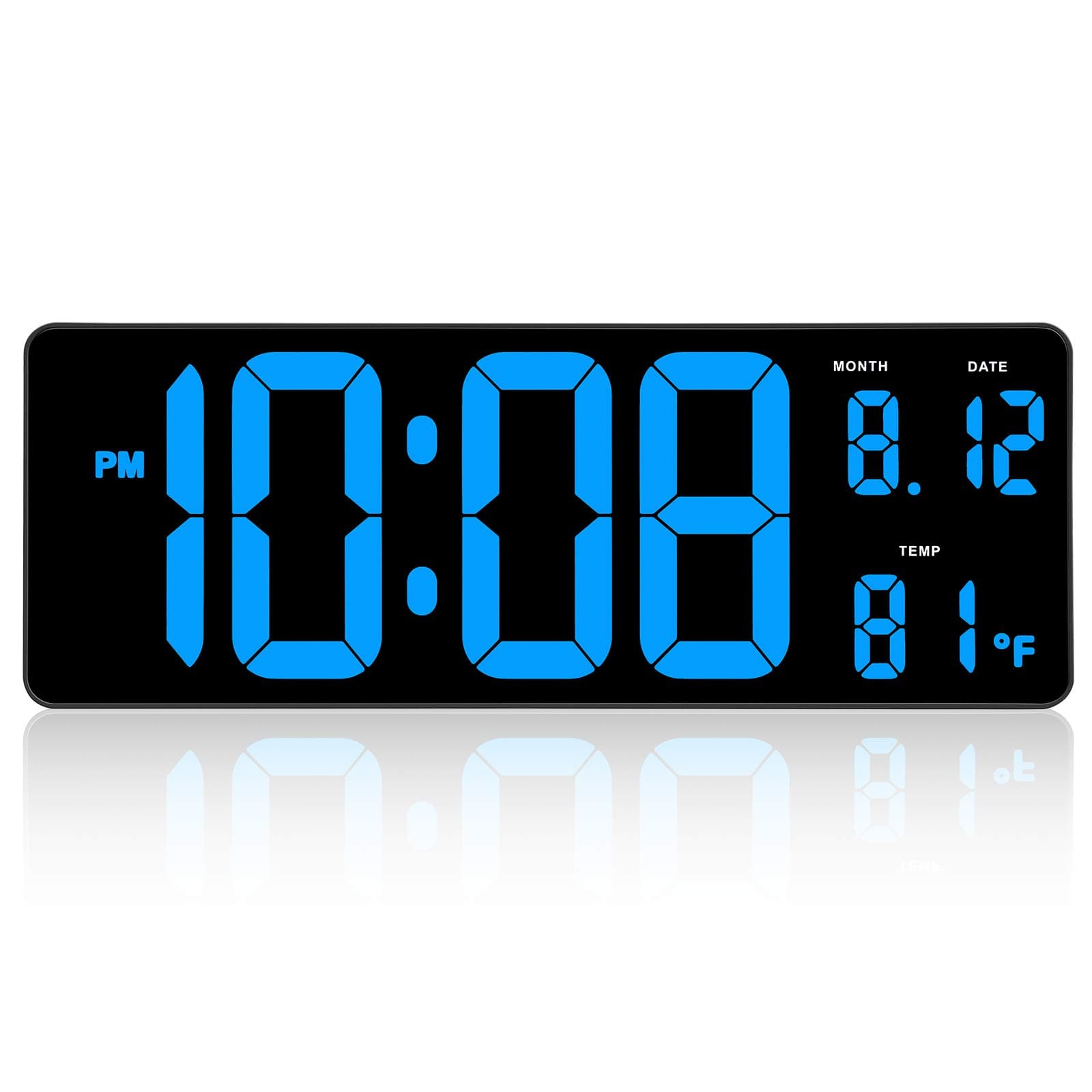 DreamSky 15.5" Large Digital Wall Clock with Jumbo Big LED Number Display, Auto DST, Date, Indoor Temperature, 12/24H, Plug in Digital Clock Wall Mounted for Home Office Garage Warehouse Shop