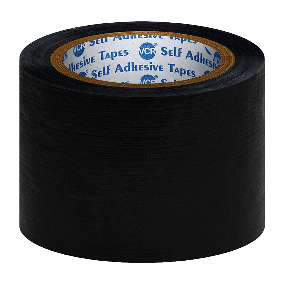 VCR Black Duct Tape - 18 Meters in Length 72mm / 3" Width - 1 Roll Per Pack - Strong Book Binding Tape - Waterproof Heavy Duty Duct Tape