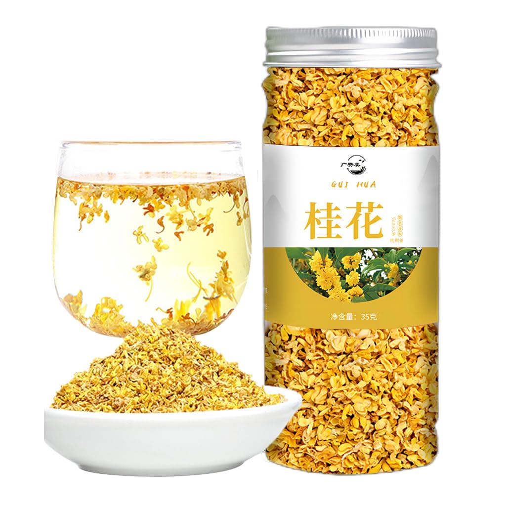 JTEDZI Osmanthus Tea 35g / 1.23 oz Natural Dried Osmanthus Flower Herbal Tea Edible Osmanthus Loose Leafe Tea Chinese Traditional Fragrans Tea for Bervage, Food, Baking, Jam, Gui Hua Tea 桂花茶