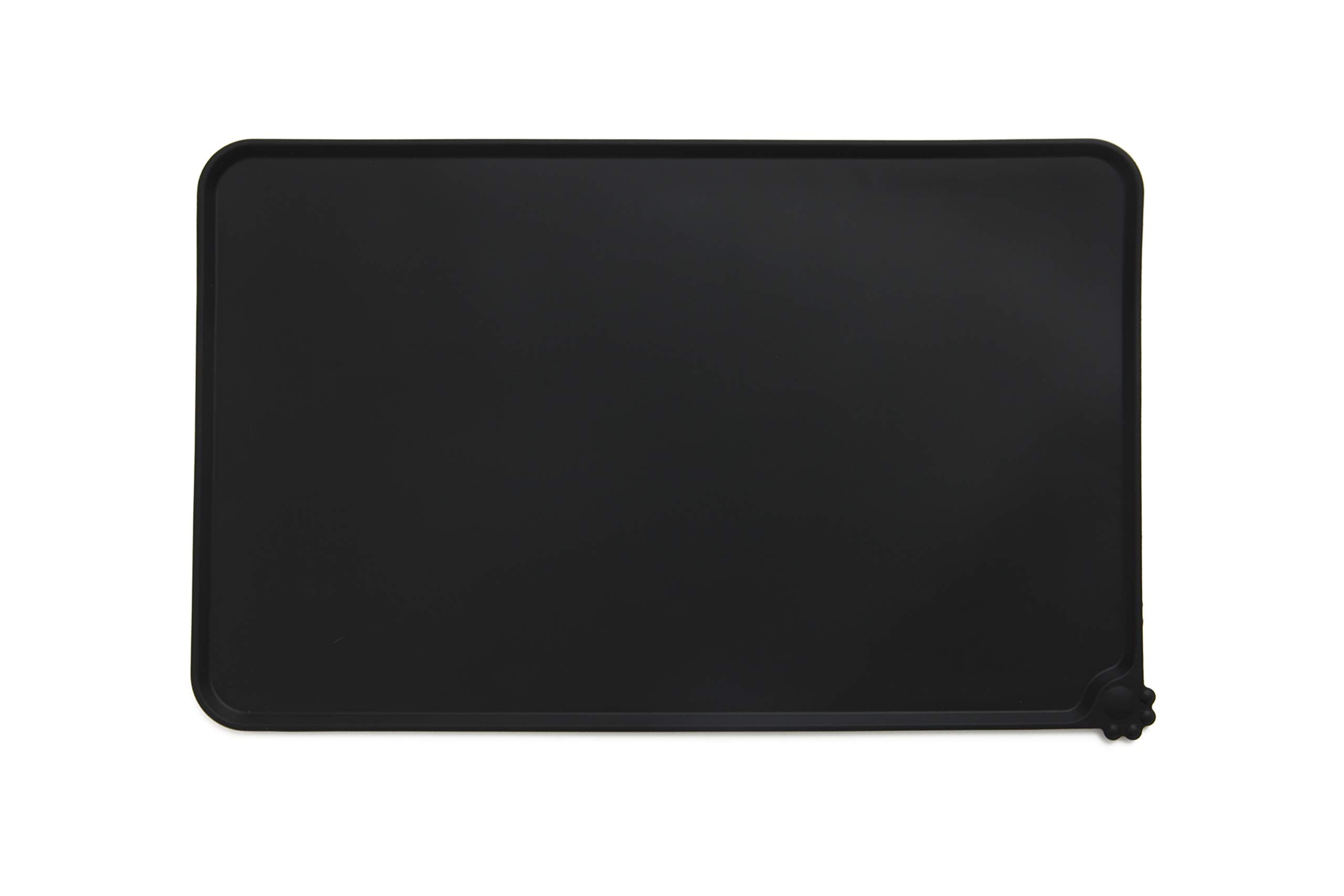 Vealind Dog Cat Silicone Bowl Mat New Premium Waterproof Pet Feeding Tray (Black)