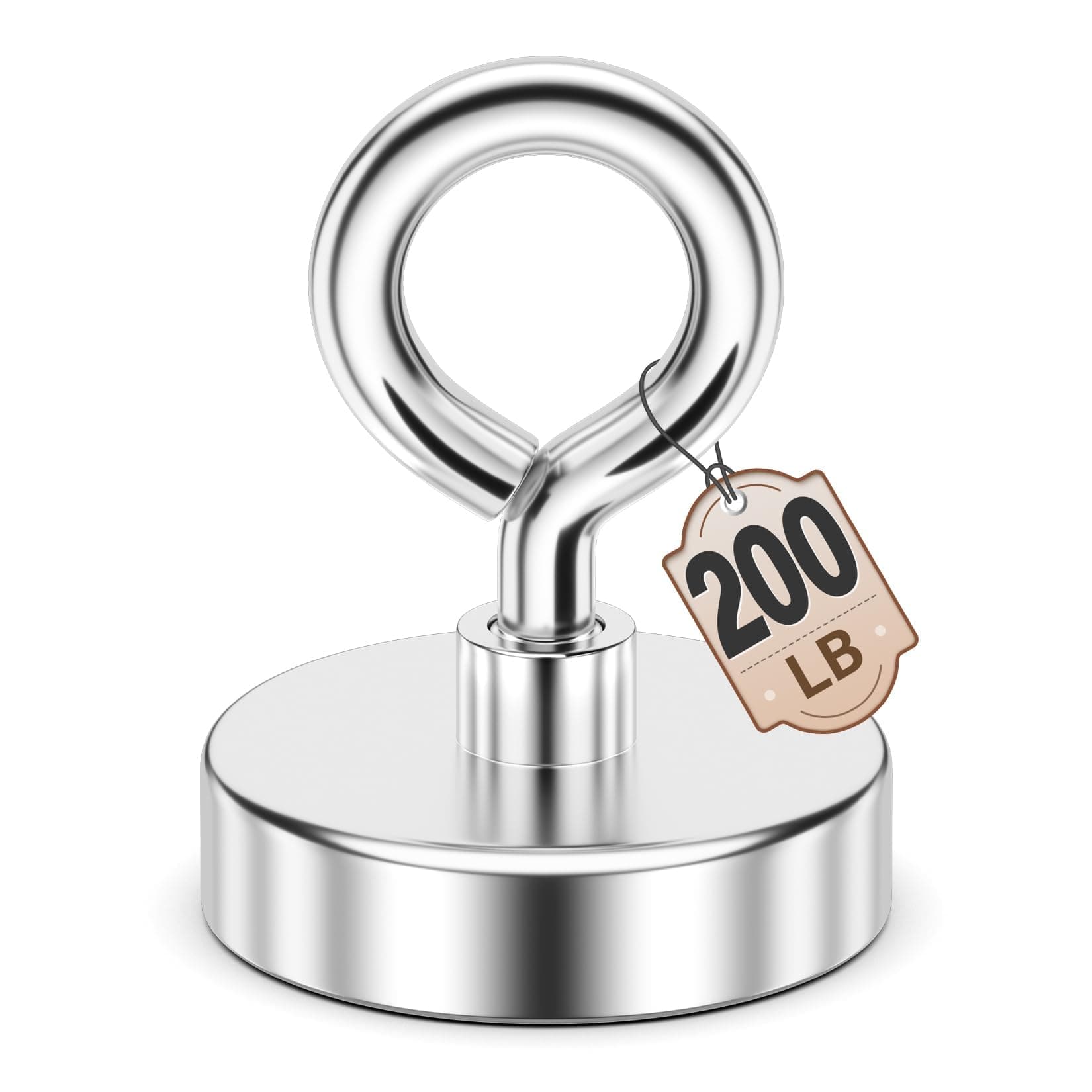 FINDMAG 1.76" Fishing Magnets, 200 LBS Pulling Force Neodymium Rare Earth Magnet with Lifting Eye-Bolt, Super Strong Round Magnet for Retrieving Items in Lake, Beach, Lawn and New House